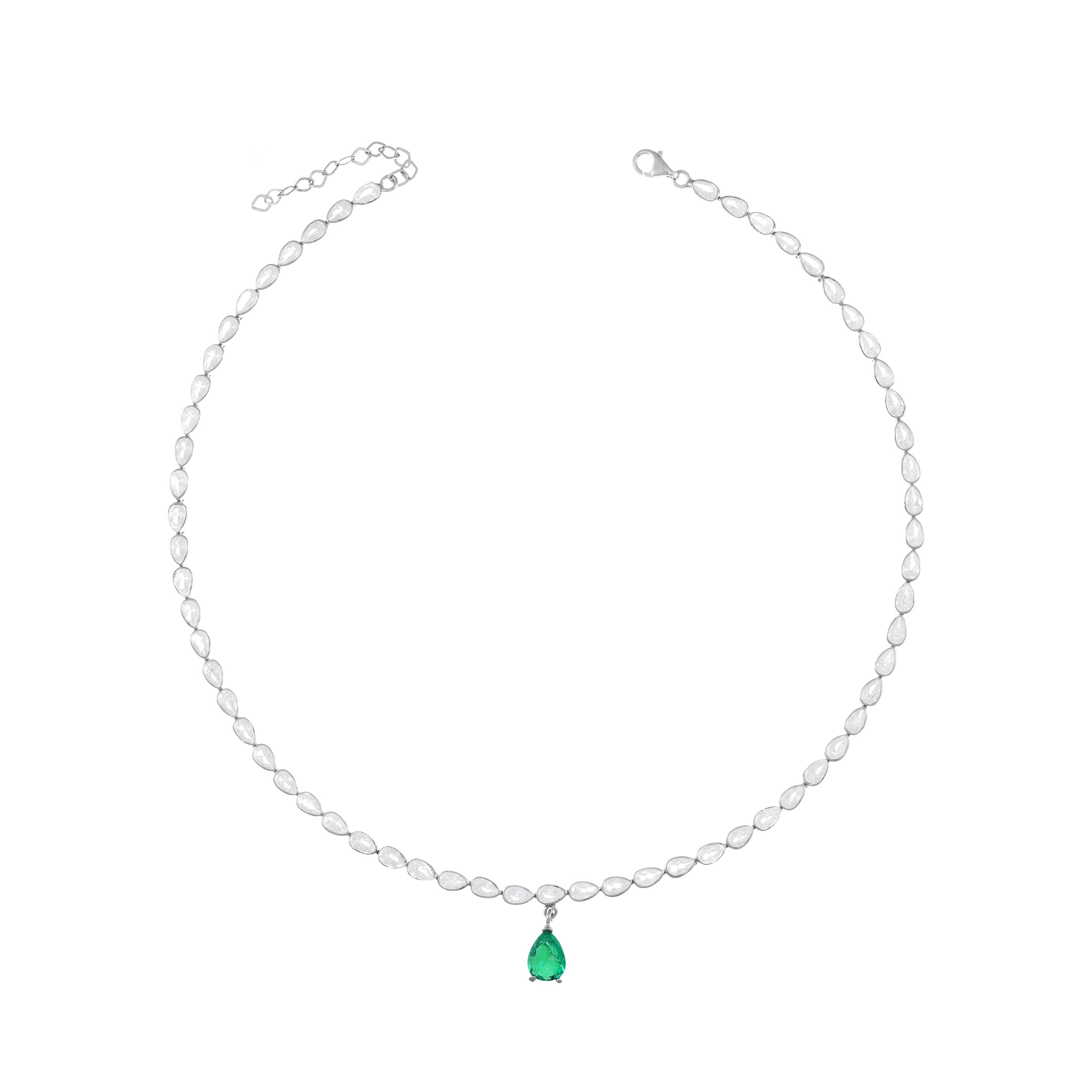 One Pear Cut Teardrop Eternity Tennis Necklace