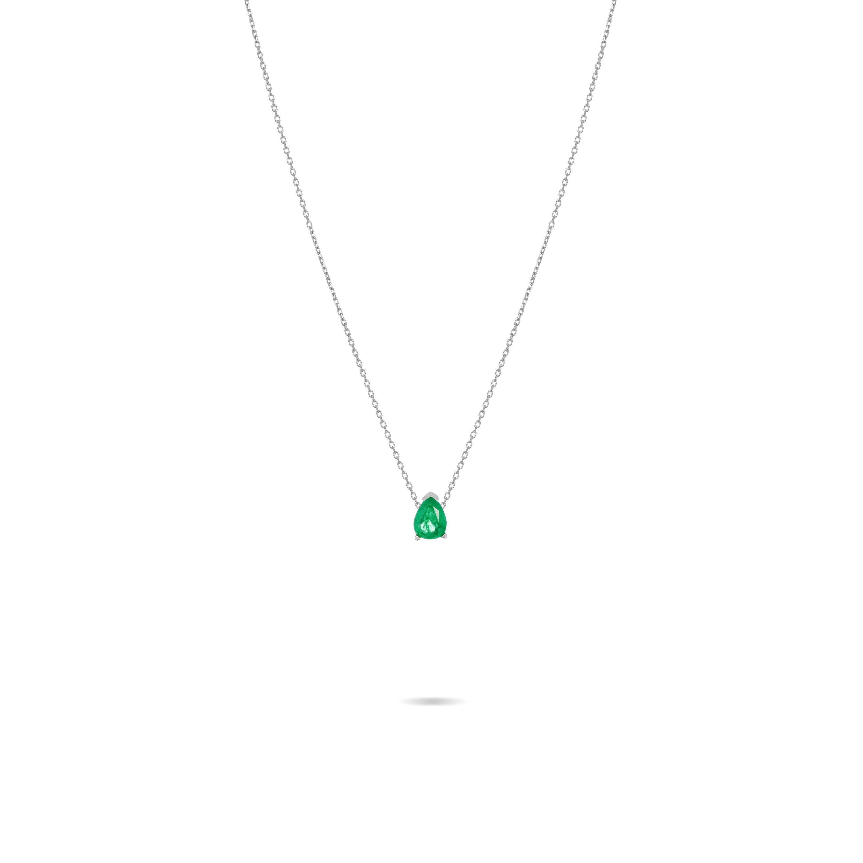 One Teardrop Chain Choker - Silver Green Matt