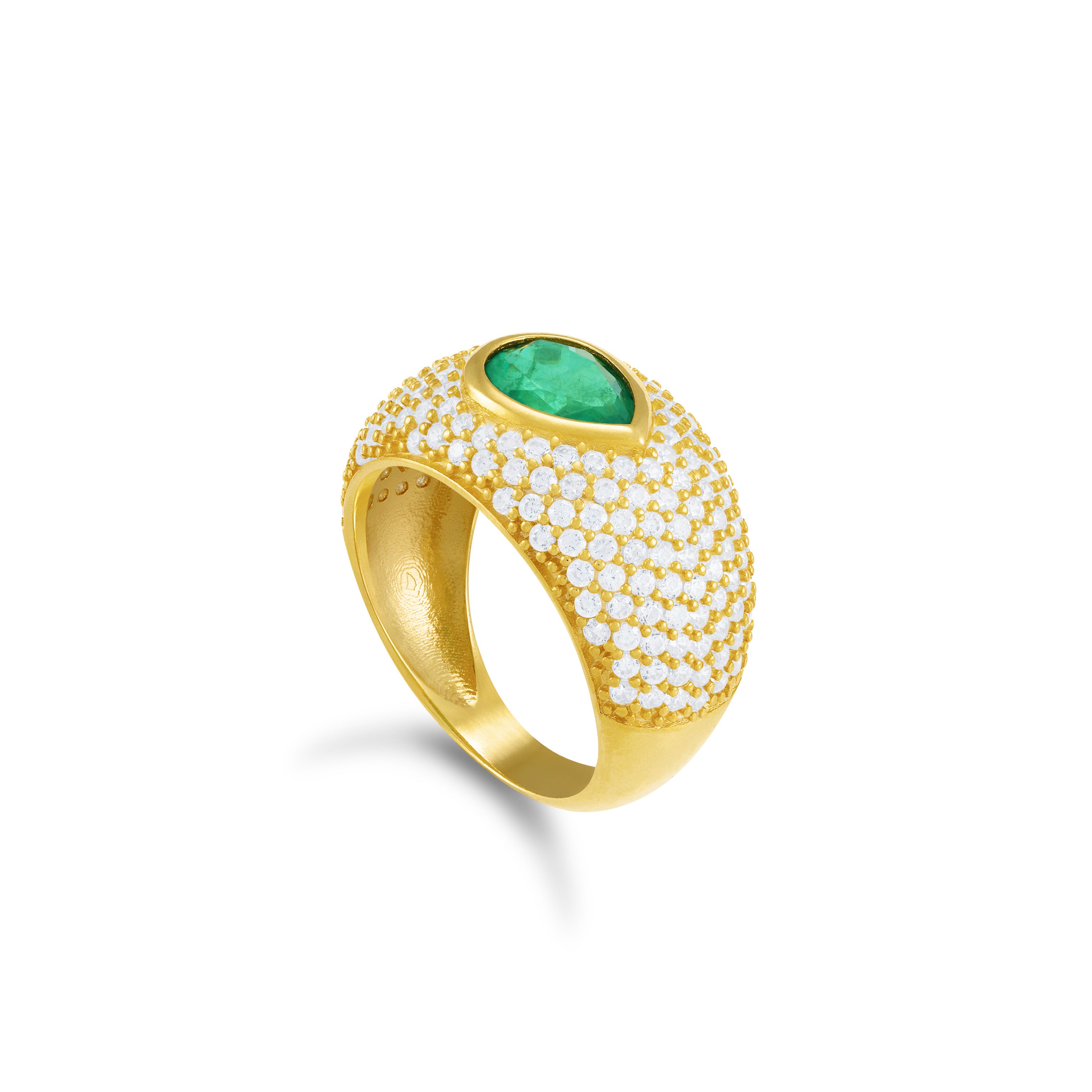 One Teardrop Pave Dome Ring