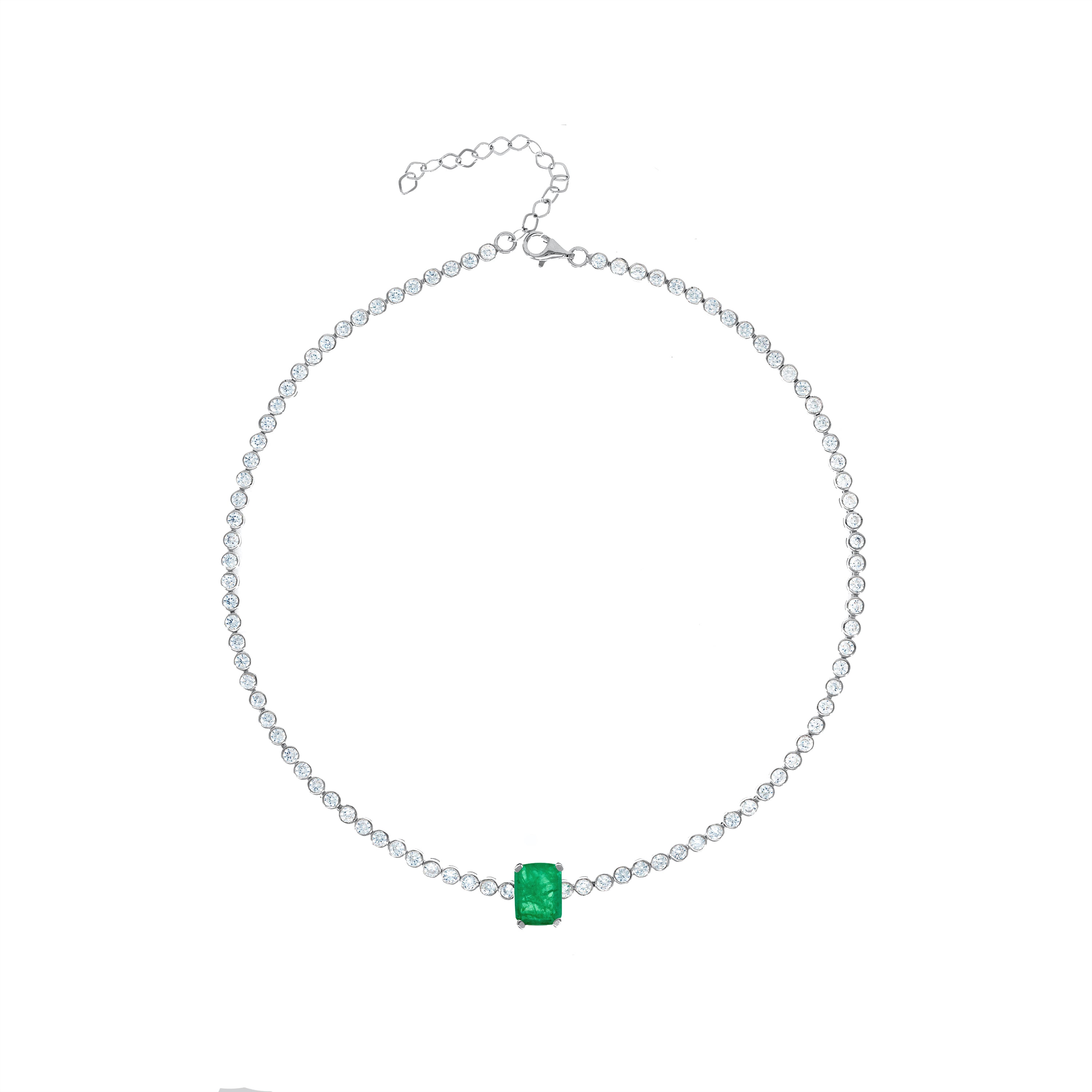 One Rectangle Round Bezel Tennis Choker