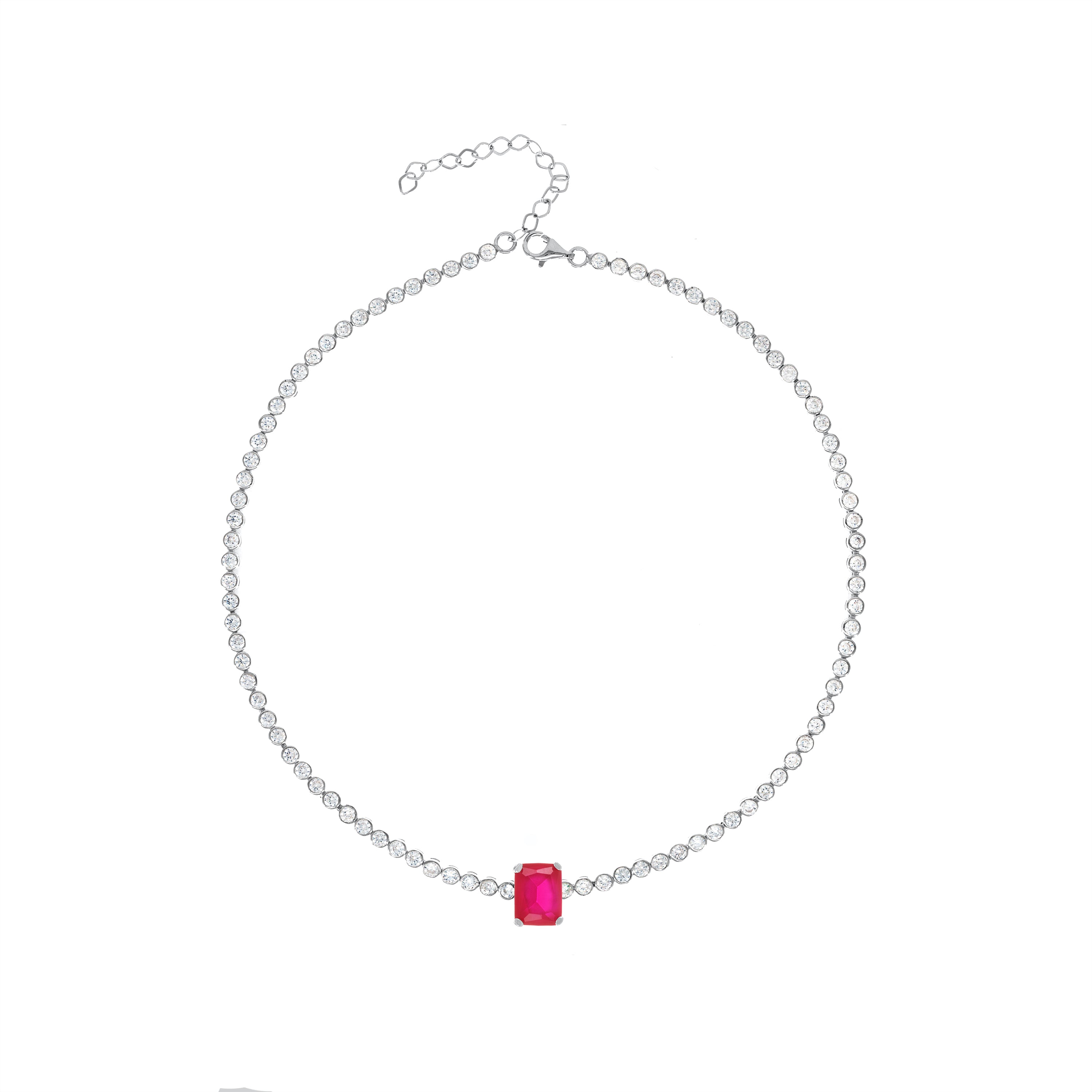 One Rectangle Round Bezel Tennis Choker