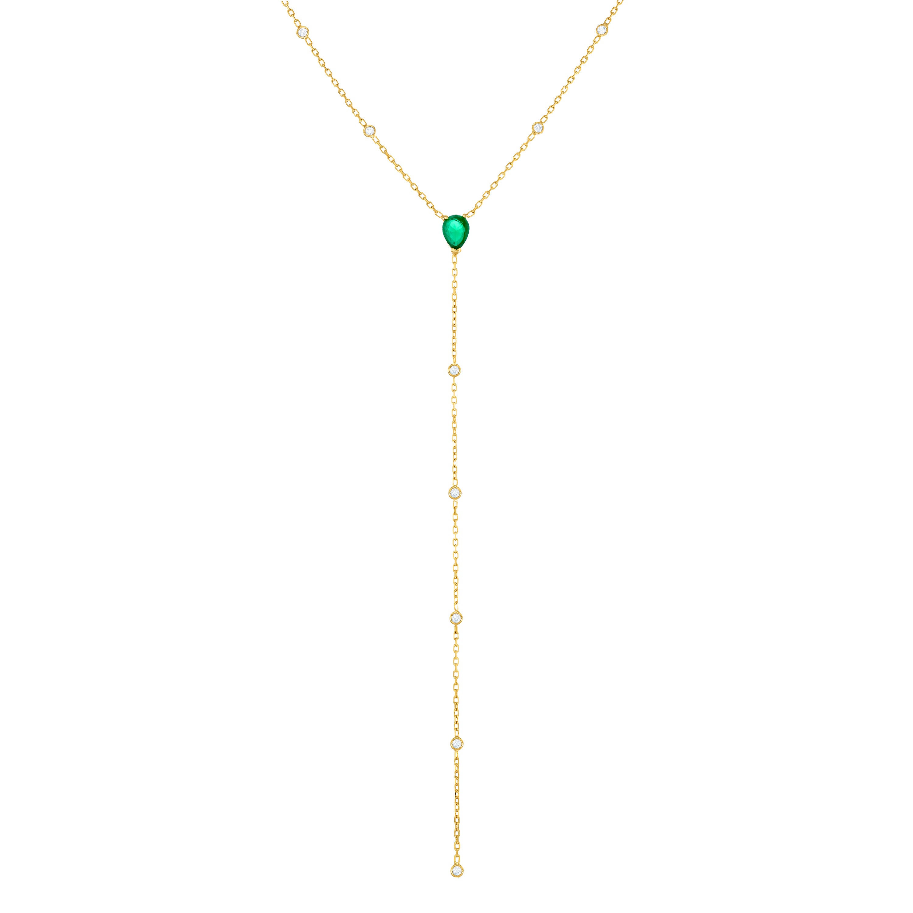 One Teardrop With Bezel Dot Lariat Choker - Gold Green And White