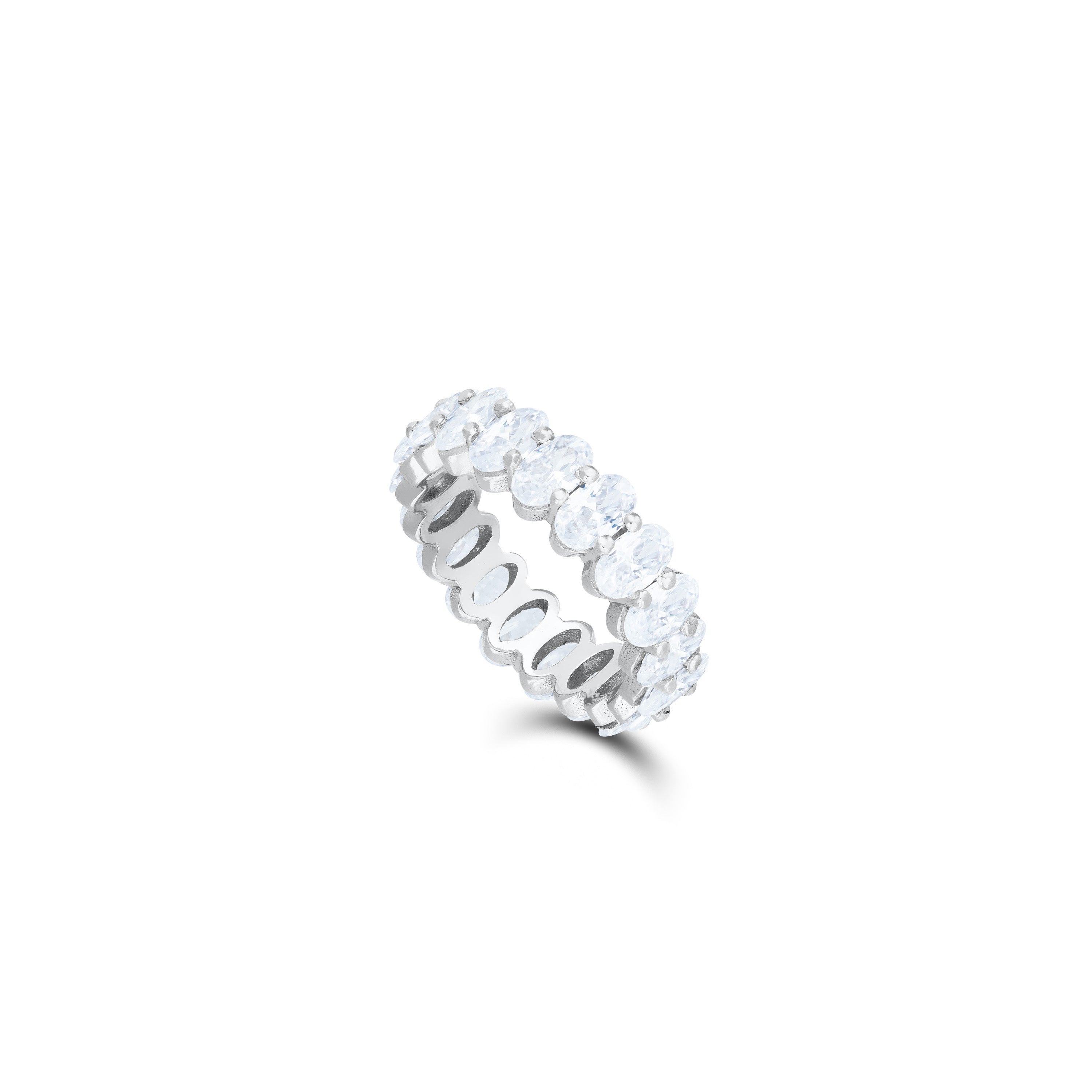 Oval Eternity Ring - Silver White