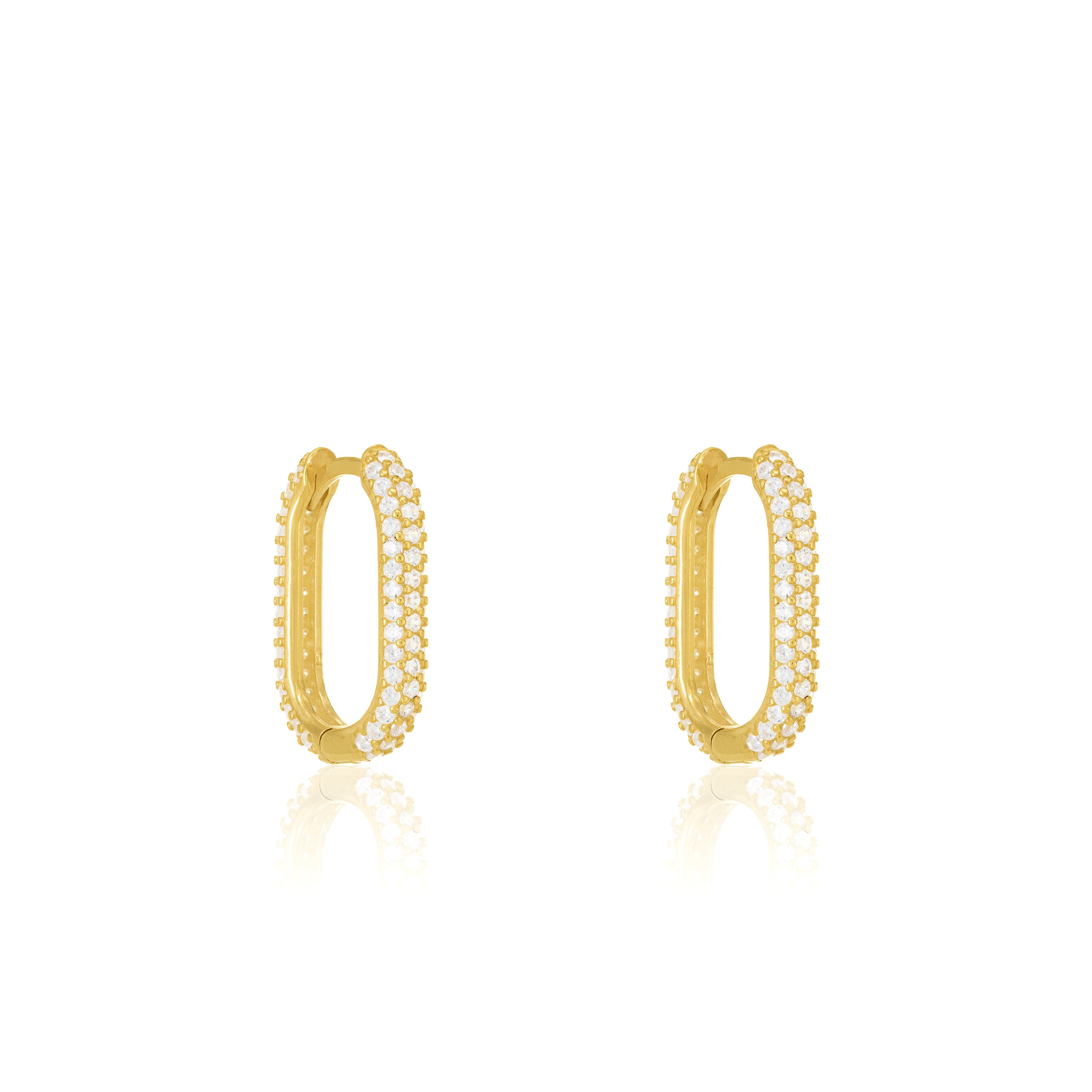 Pave Oval Huggie Hoop Earring