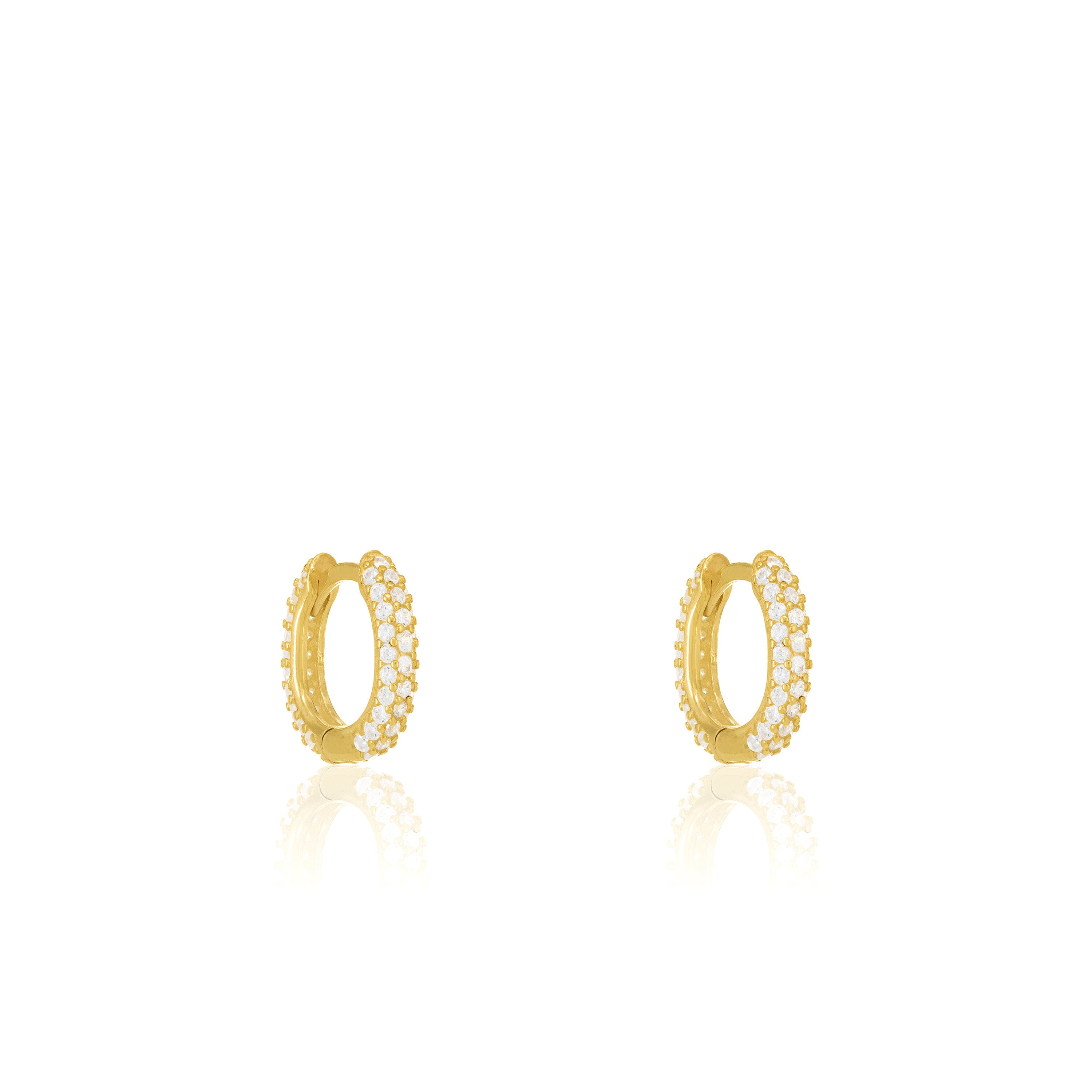 Pave Oval Huggie Hoop Earring