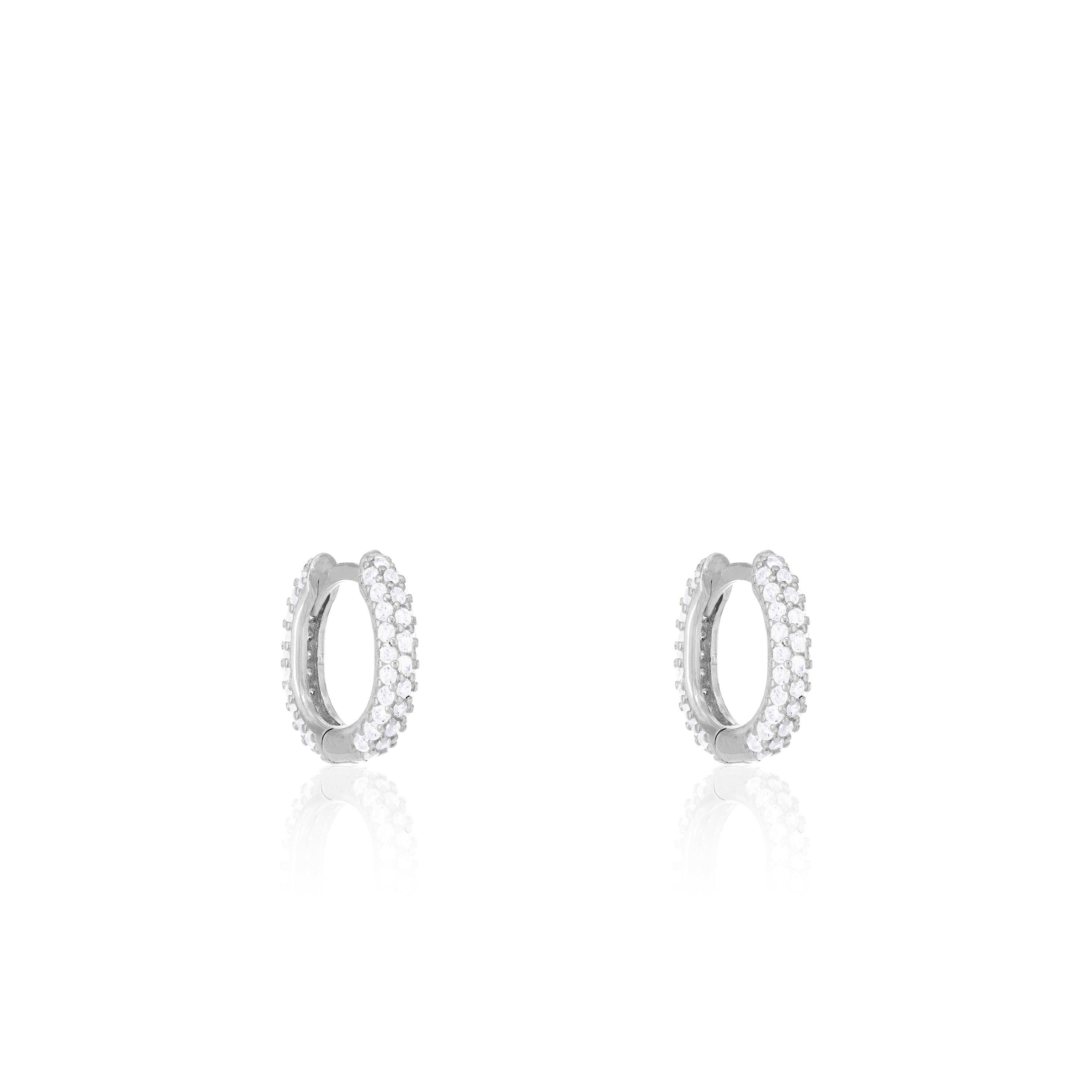 Pave Oval Huggie Hoop Earring