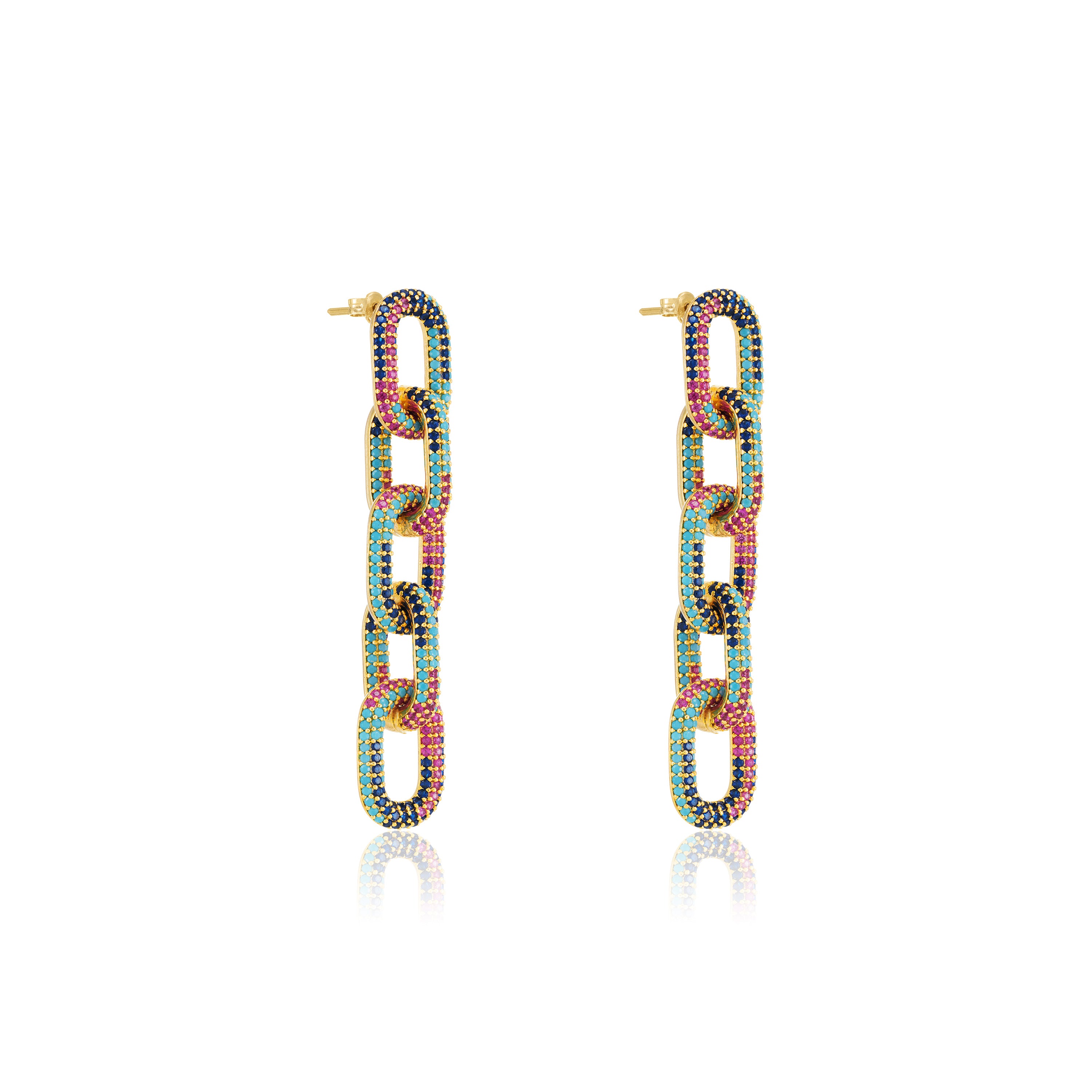 Pave Paperclip Chain Link Earring