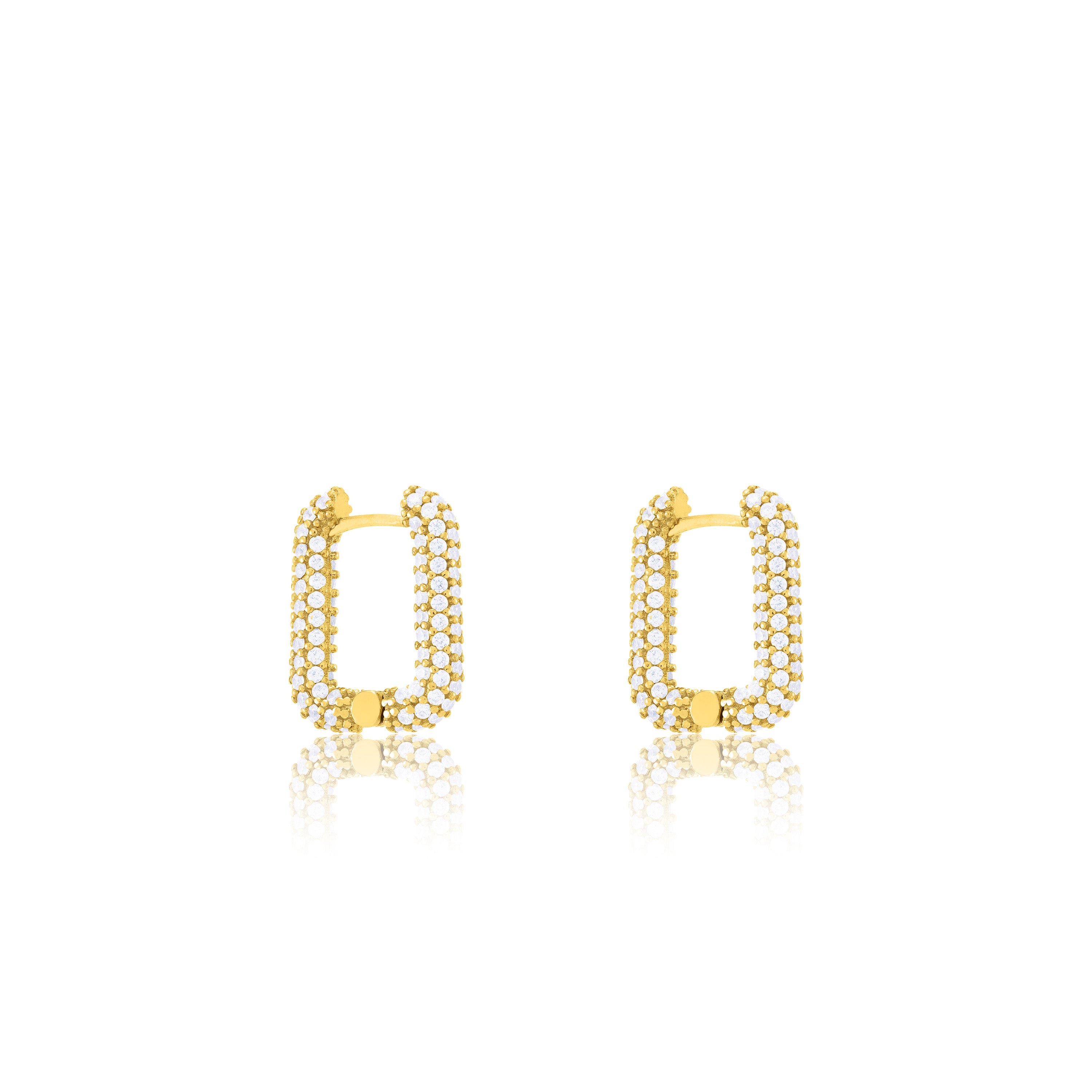 Pave Rectangular Hoop Earring