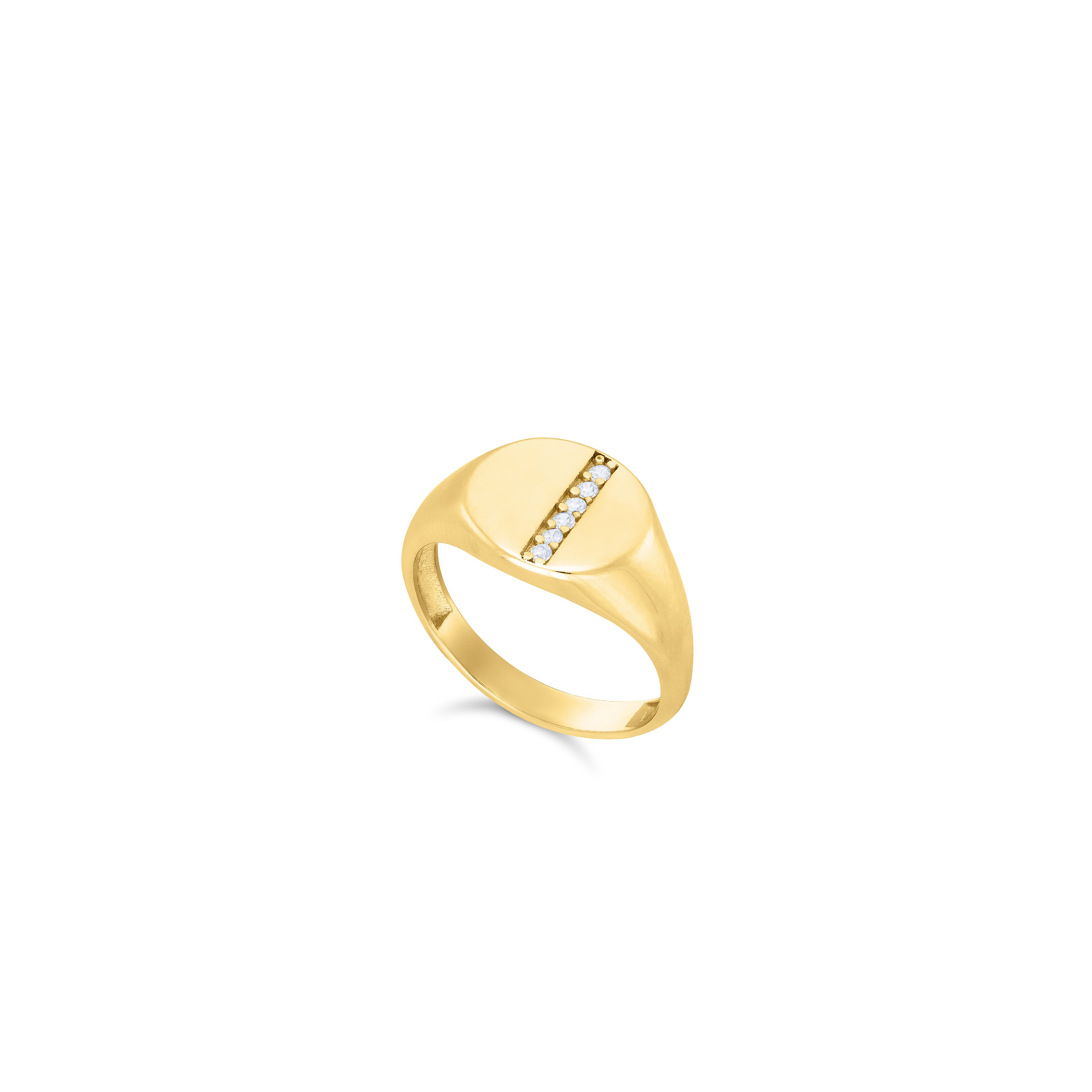 Pave Line Cubic Zirconia Signet Pinky Ring