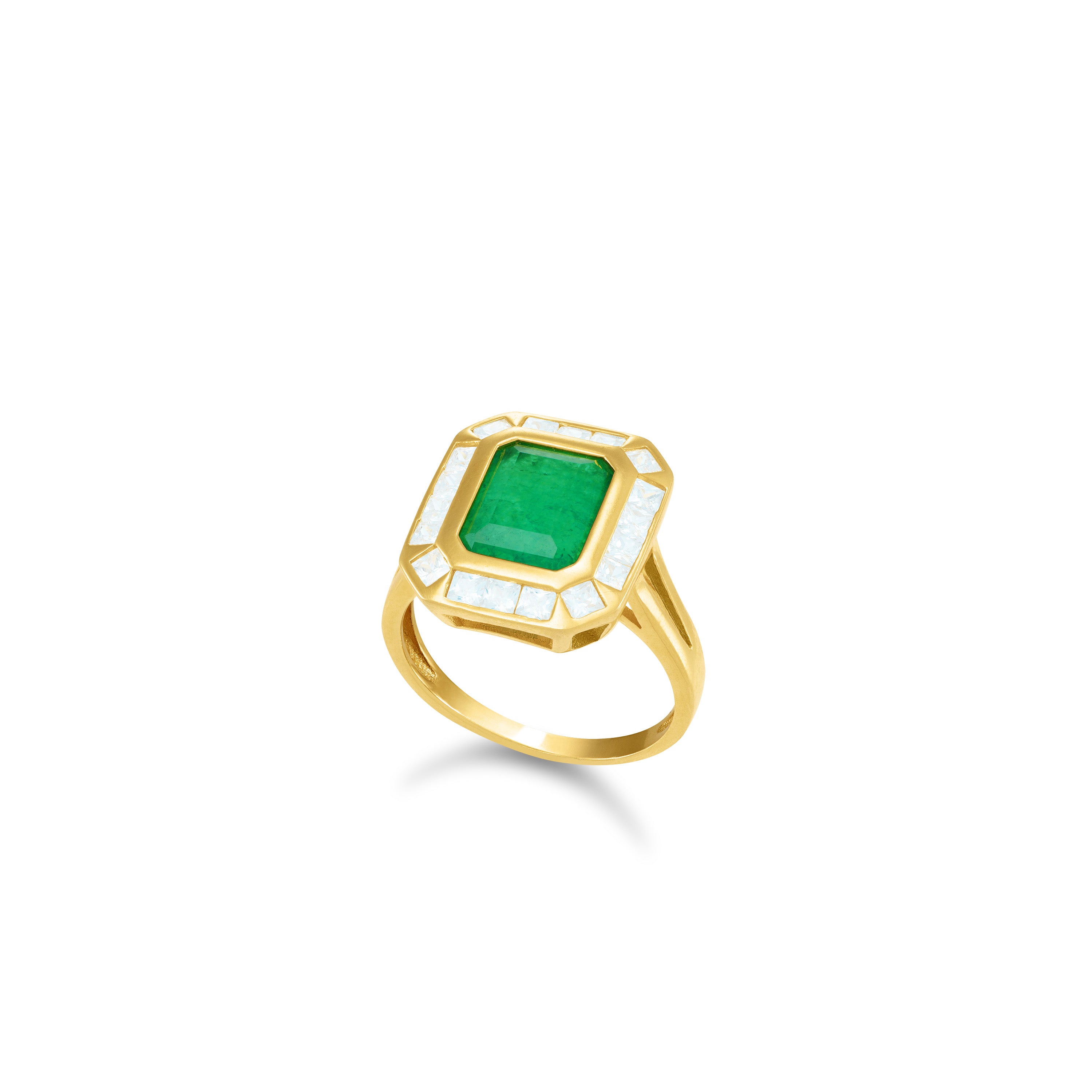 Princess Cut And Bezel Emerald Cut Ring