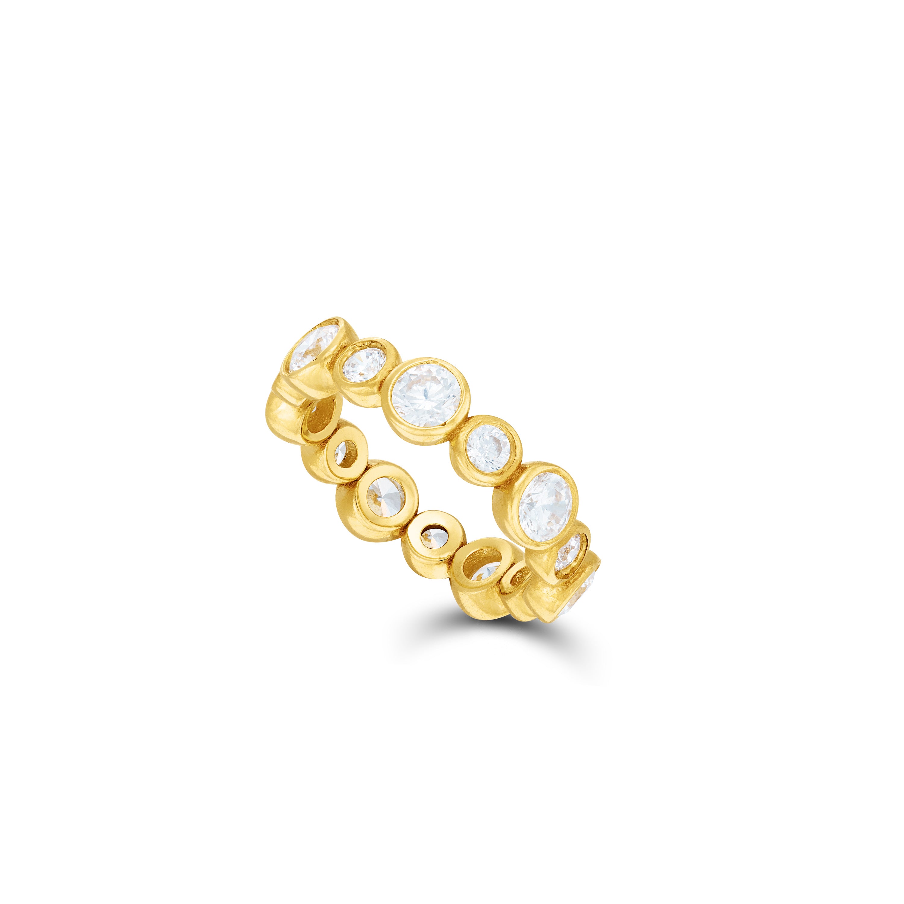 Round Cut Cz Bezel Eternity Ring - Gold White