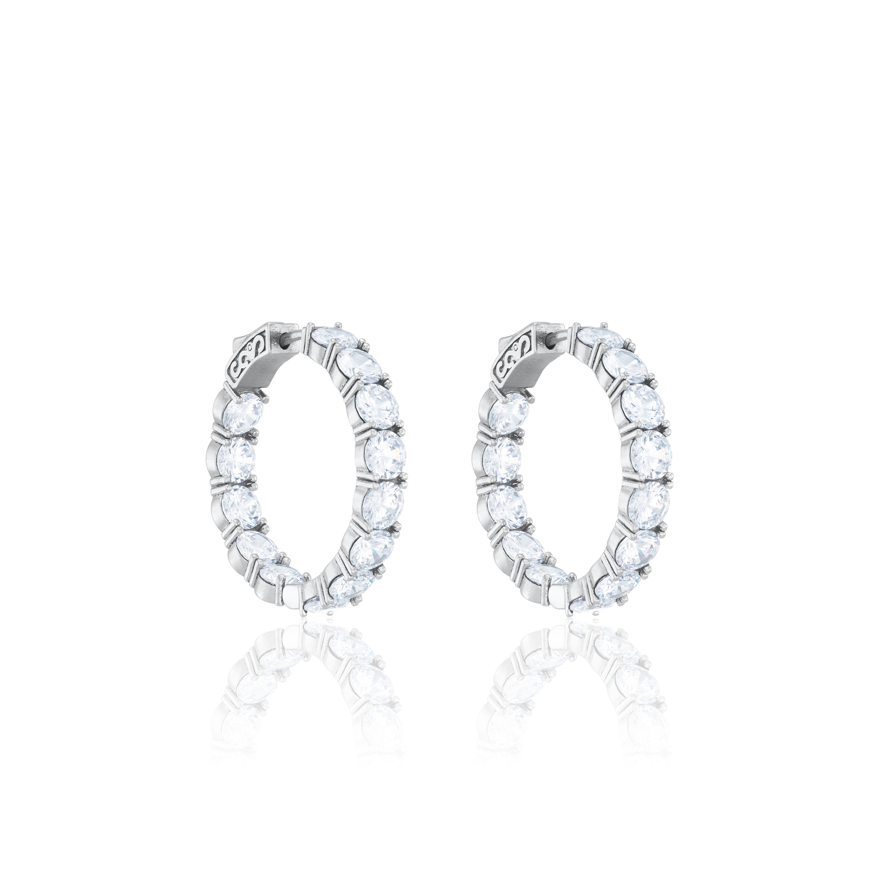 Round Cut CZ Inside Out Hoop Earrings