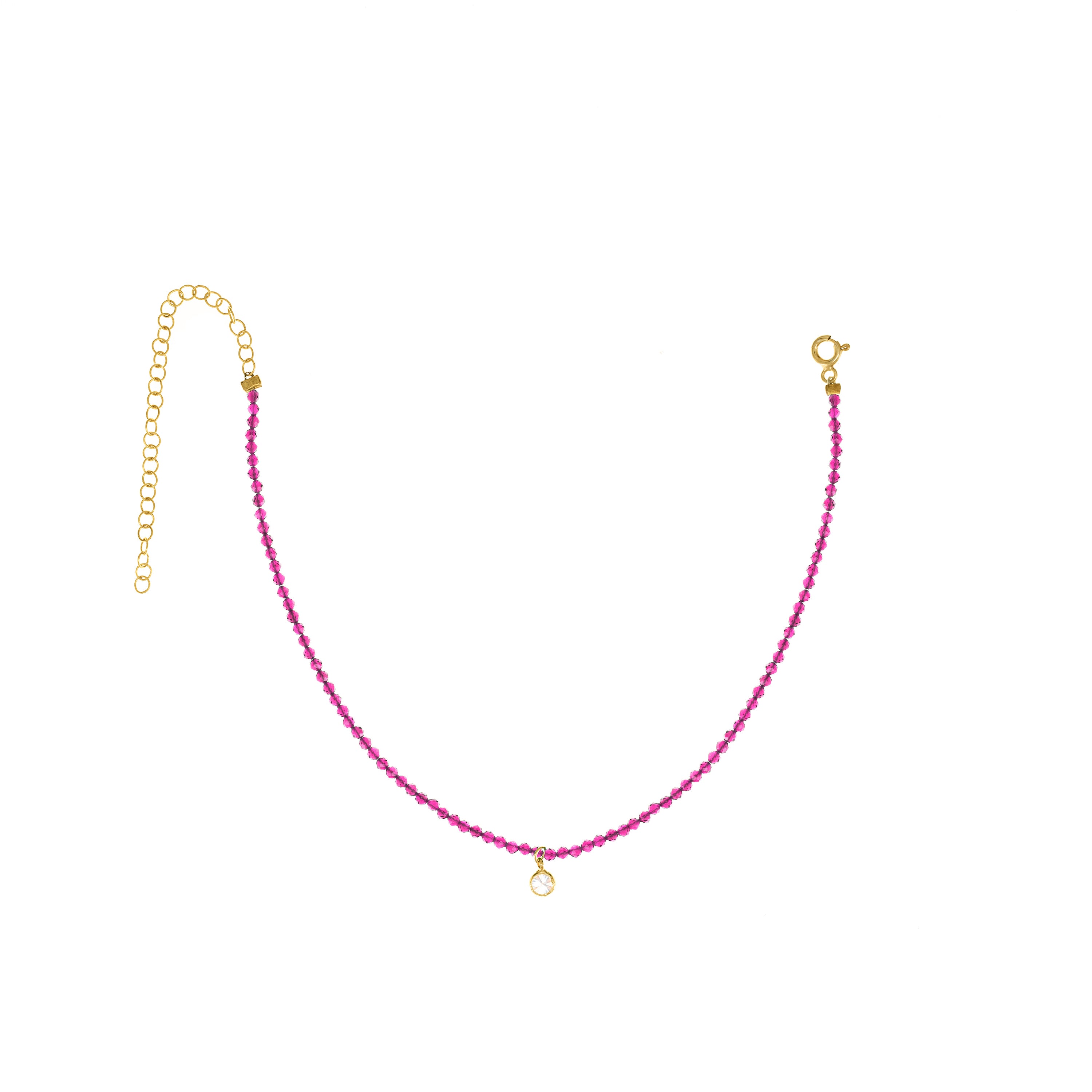 Semi-Precious Beads With One Bezel Drop Anklet