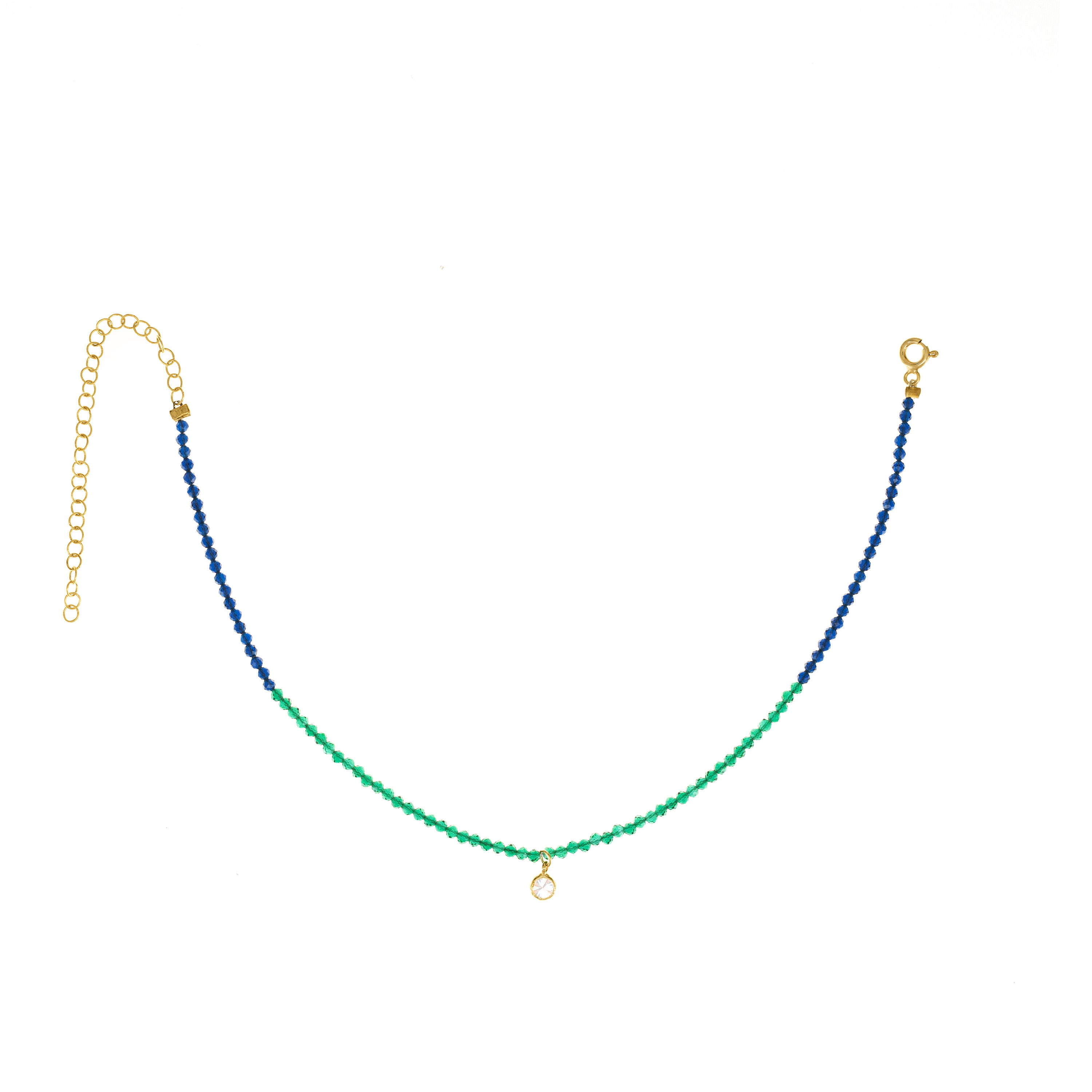 Semi-Precious Beads With One Bezel Drop Anklet