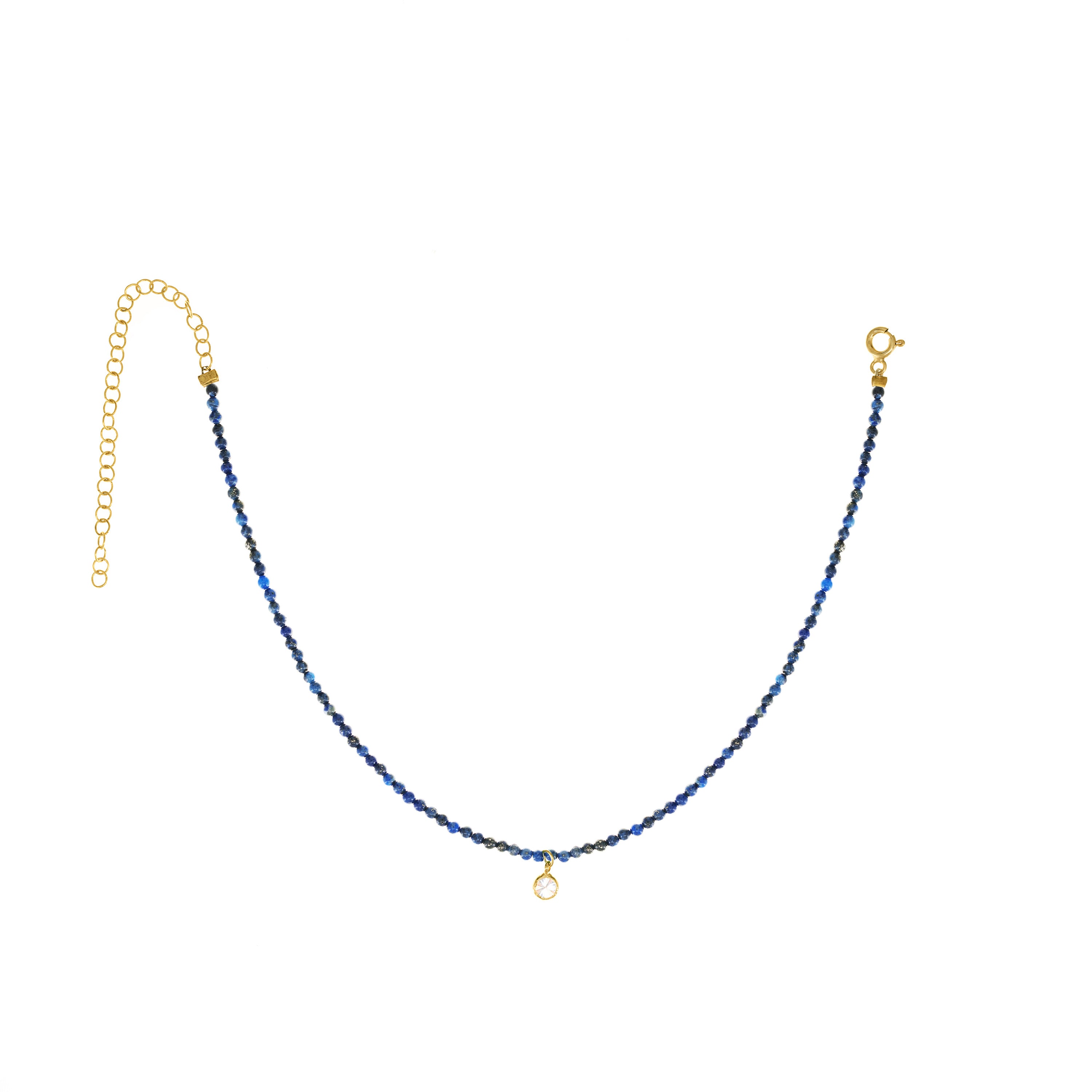 Semi-Precious Beads With One Bezel Drop Anklet