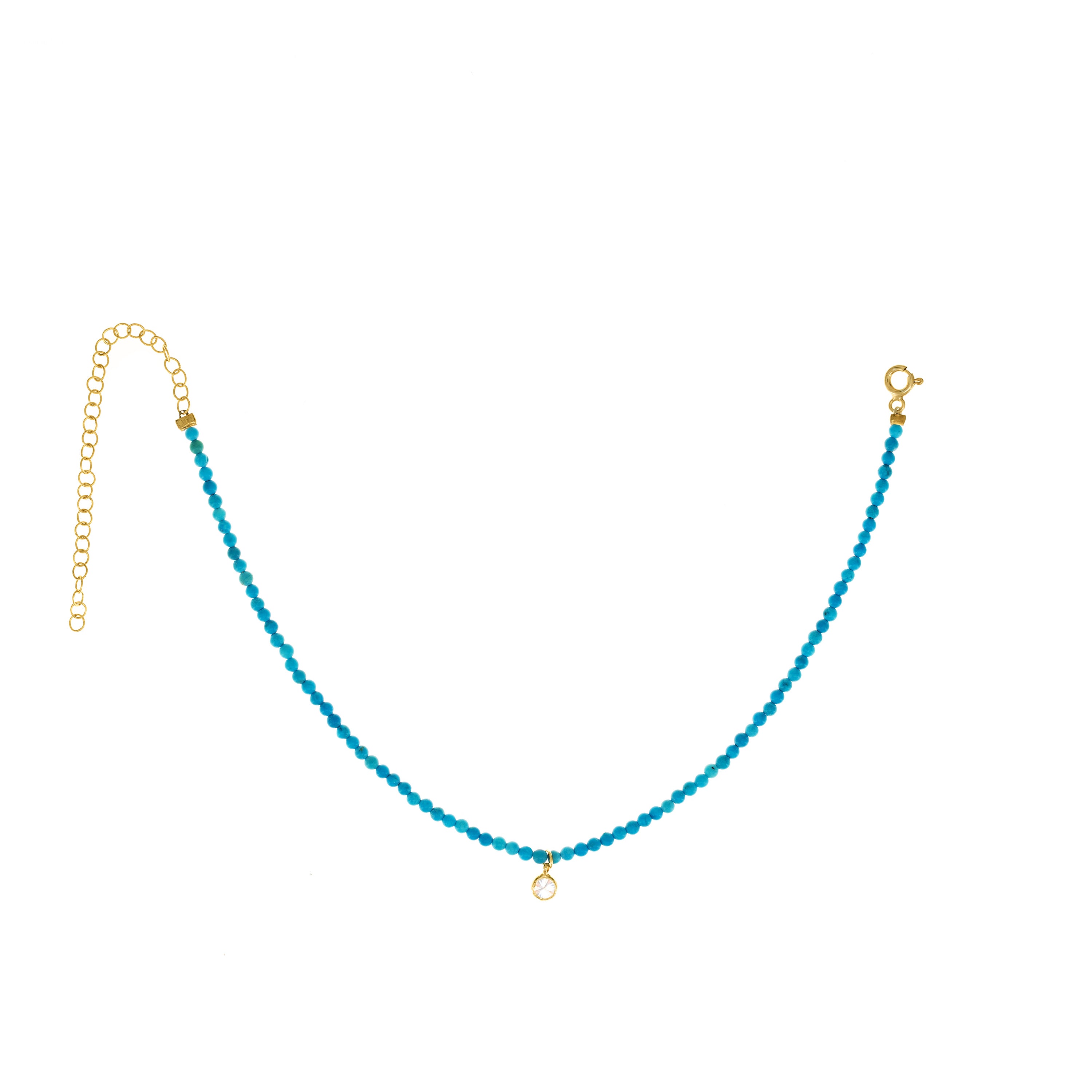 Semi-Precious Beads With One Bezel Drop Anklet