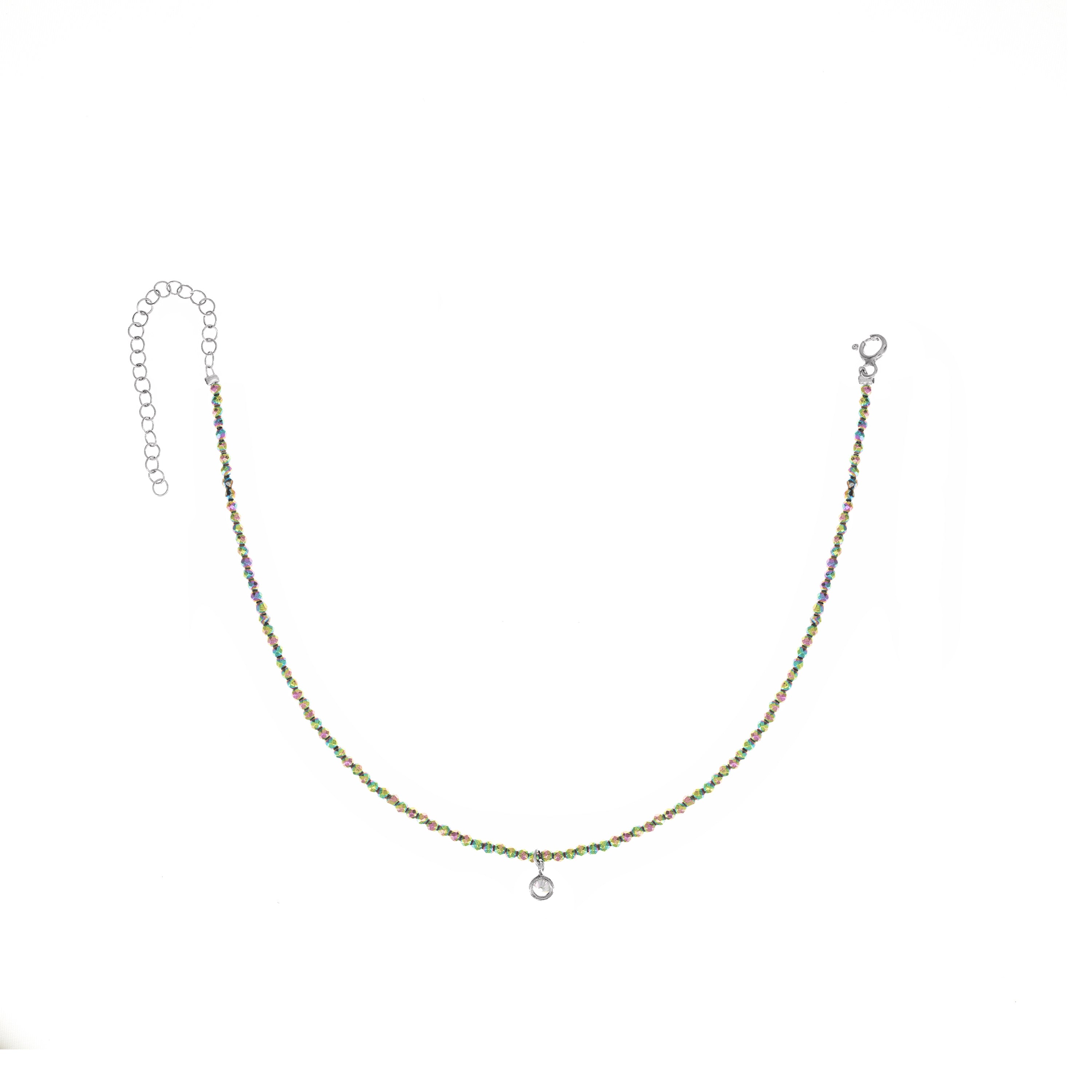 Semi-Precious Beads With One Bezel Drop Anklet