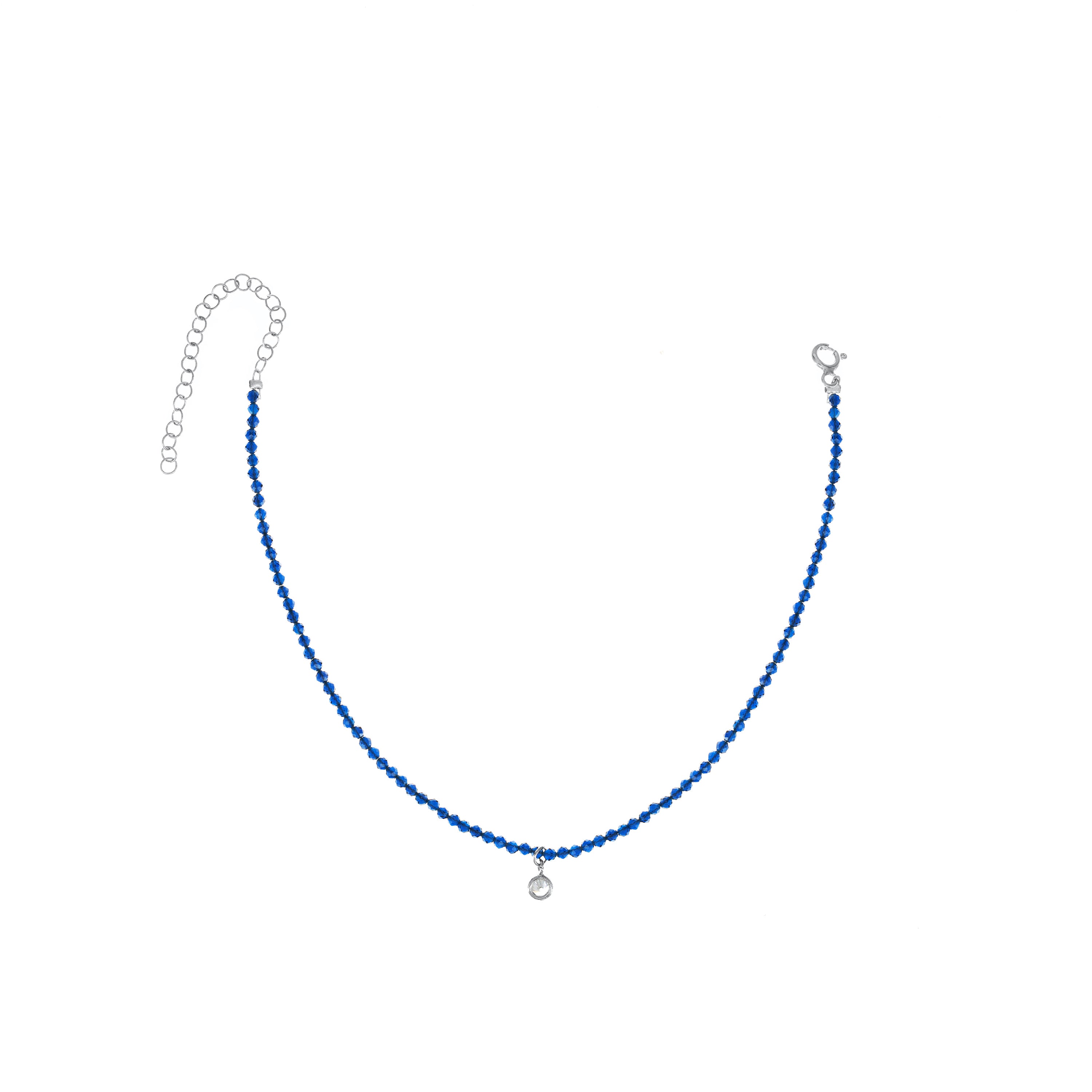 Semi-Precious Beads With One Bezel Drop Anklet