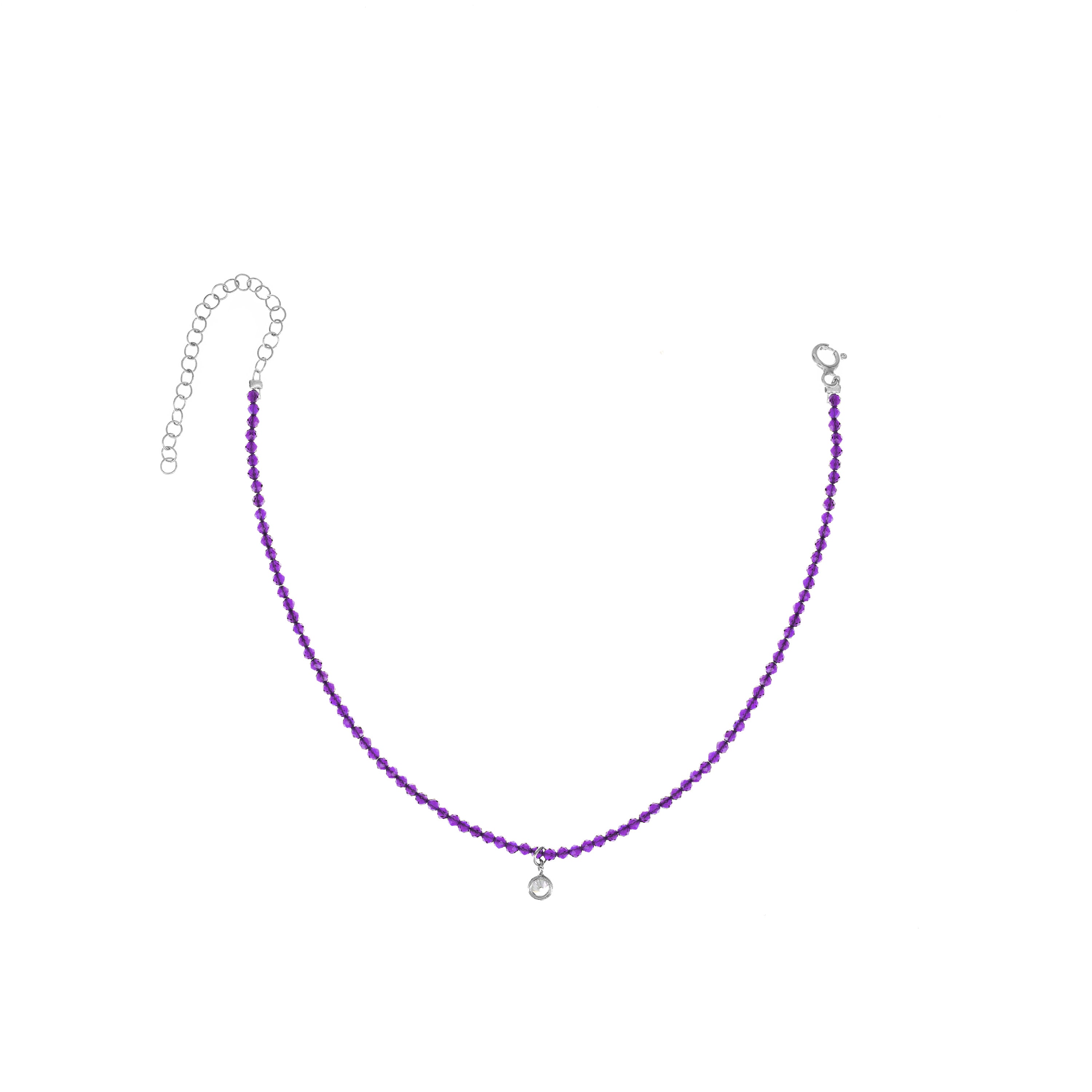 Semi-Precious Beads With One Bezel Drop Anklet