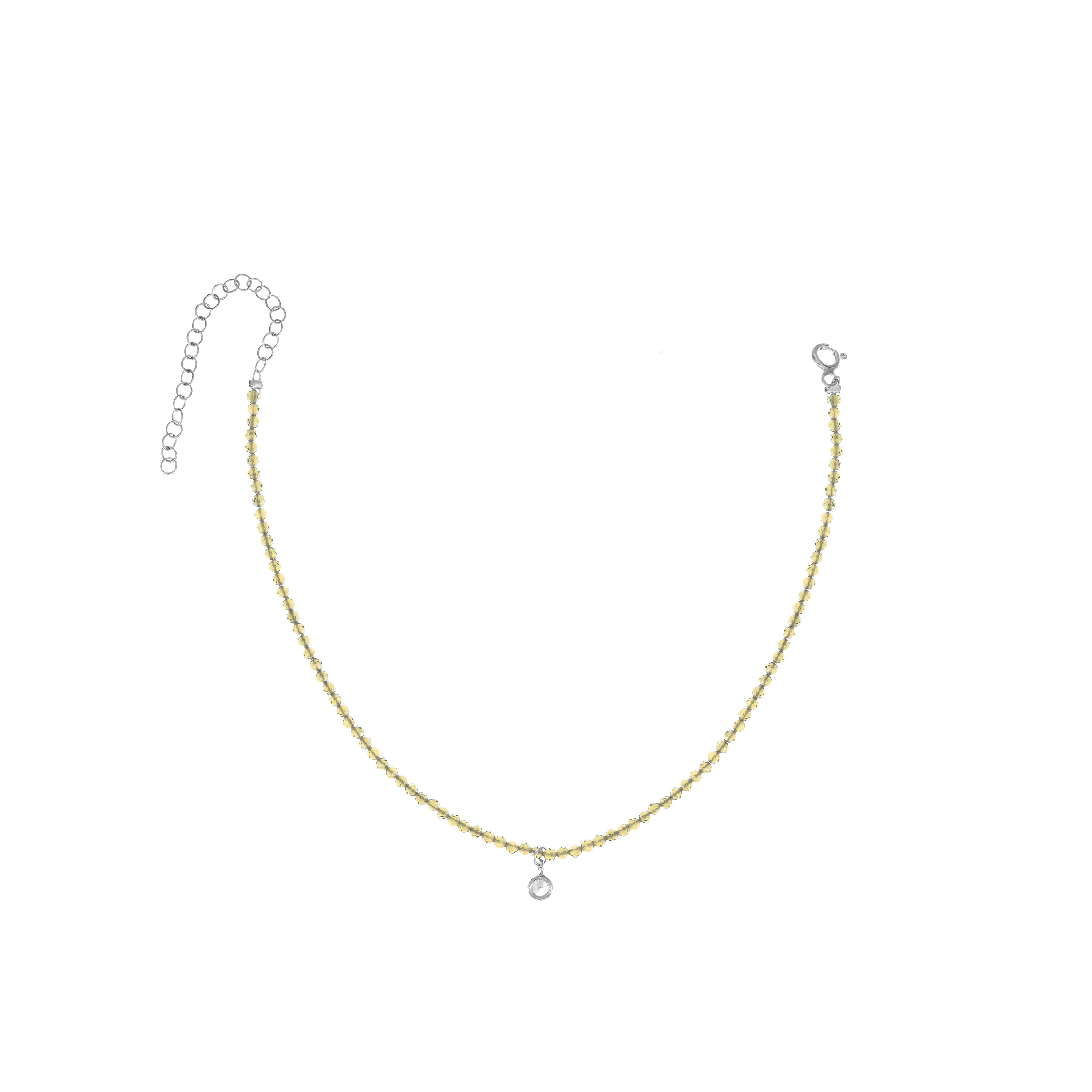 Semi-Precious Beads With One Bezel Drop Anklet