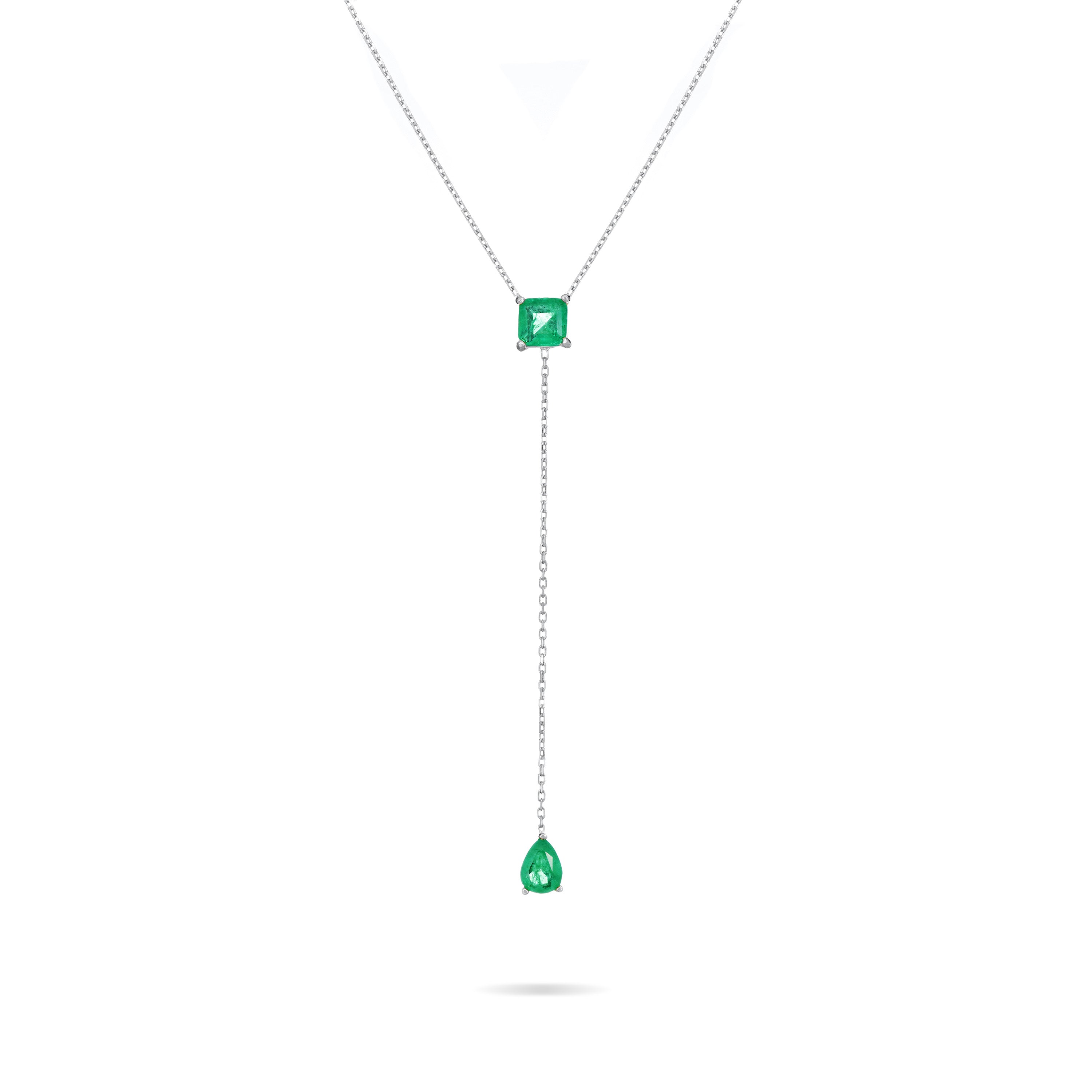 Teardrop And Square Lariat Chain Necklace