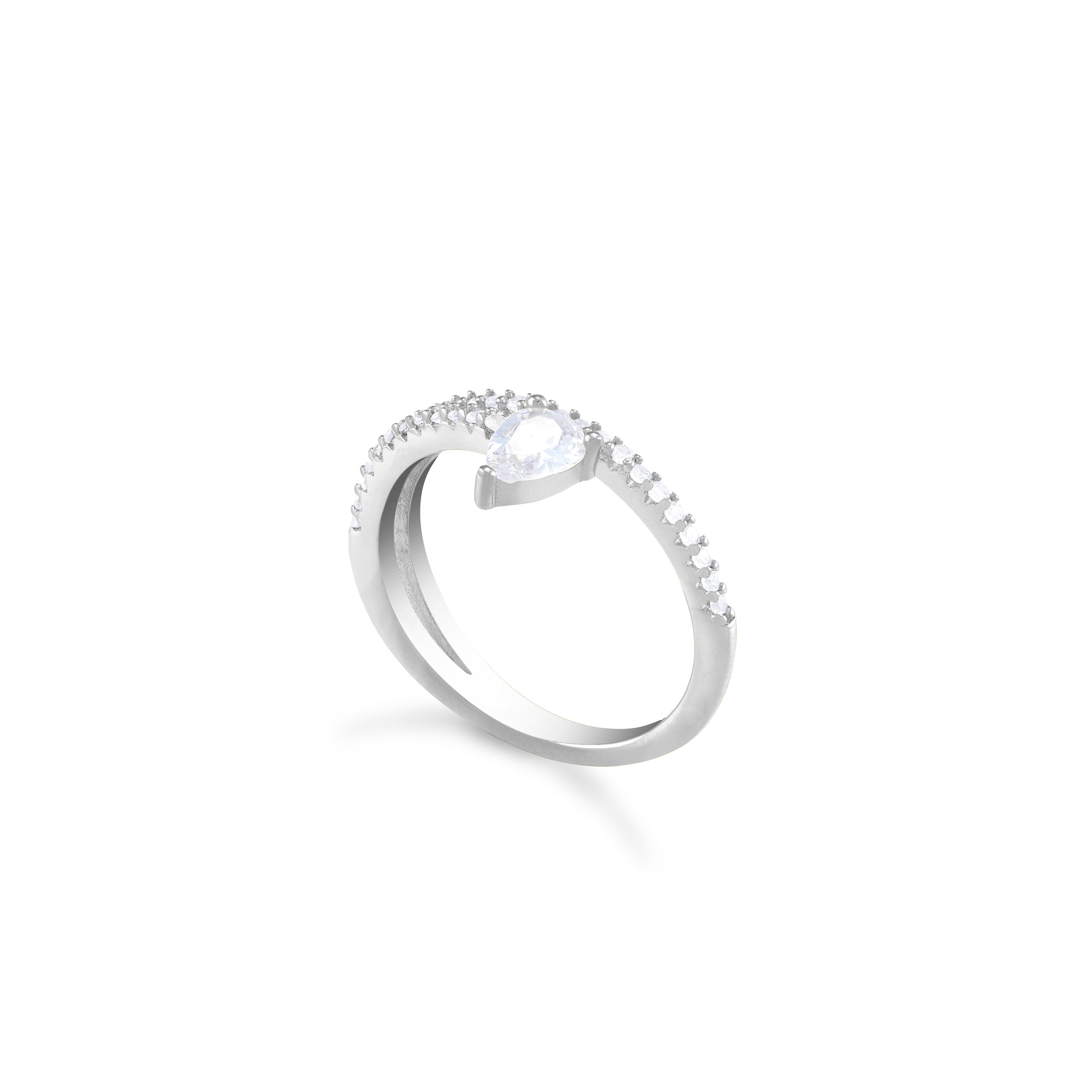 Teardrop Cubic Zirconia Wrap Ring - Silver White