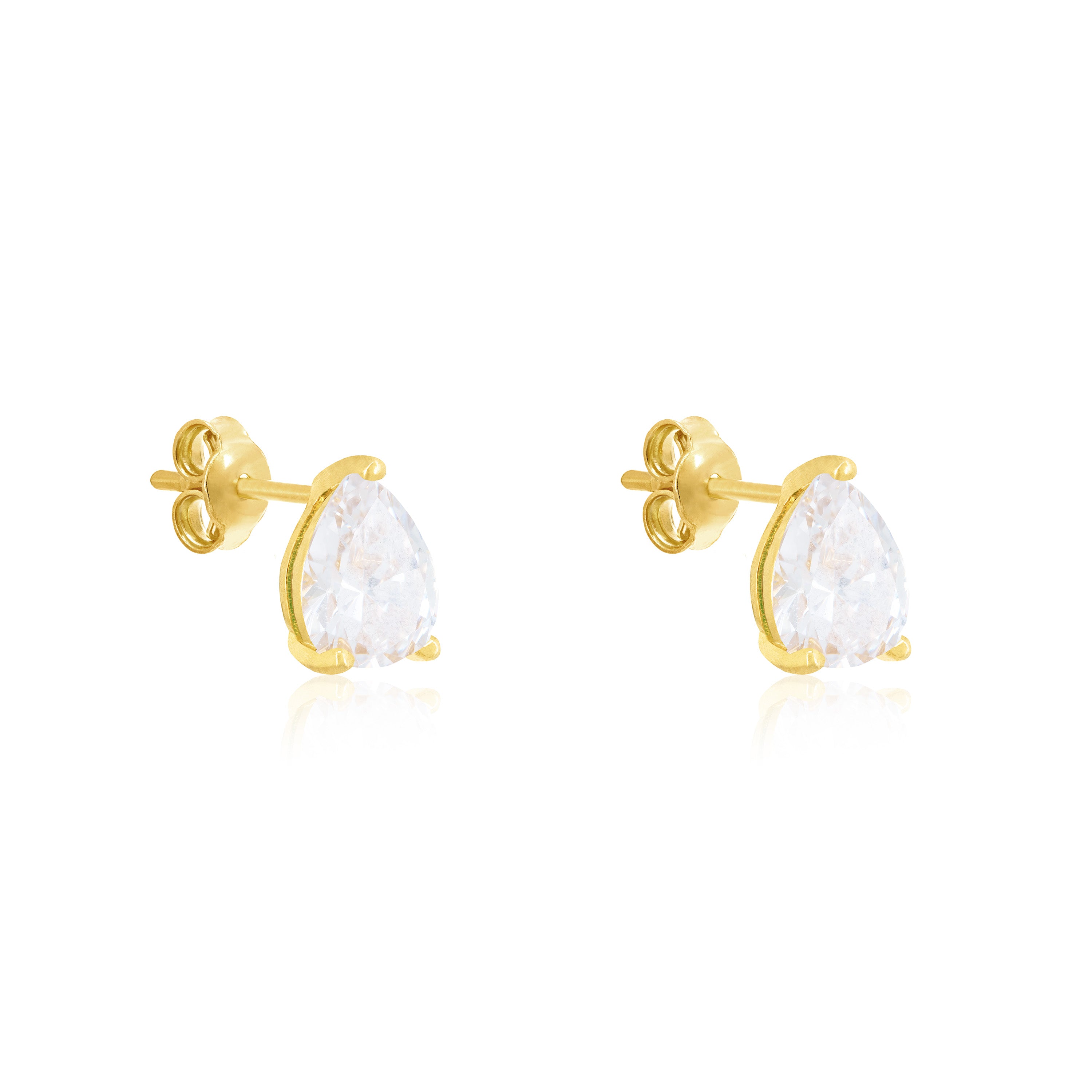 Teardrop Stud Earrings - Gold White