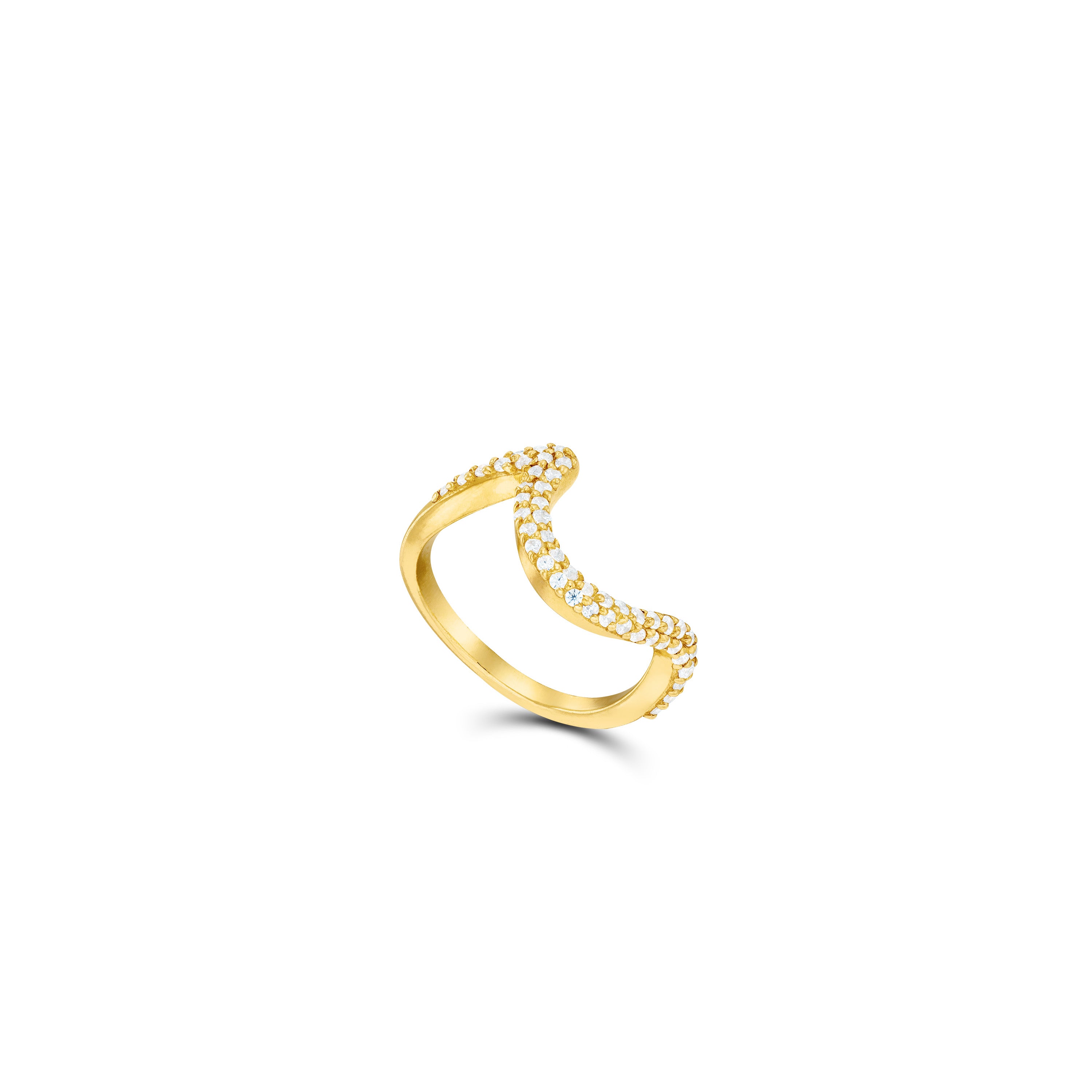 Curved Pavé Cz Band Ring - Gold White