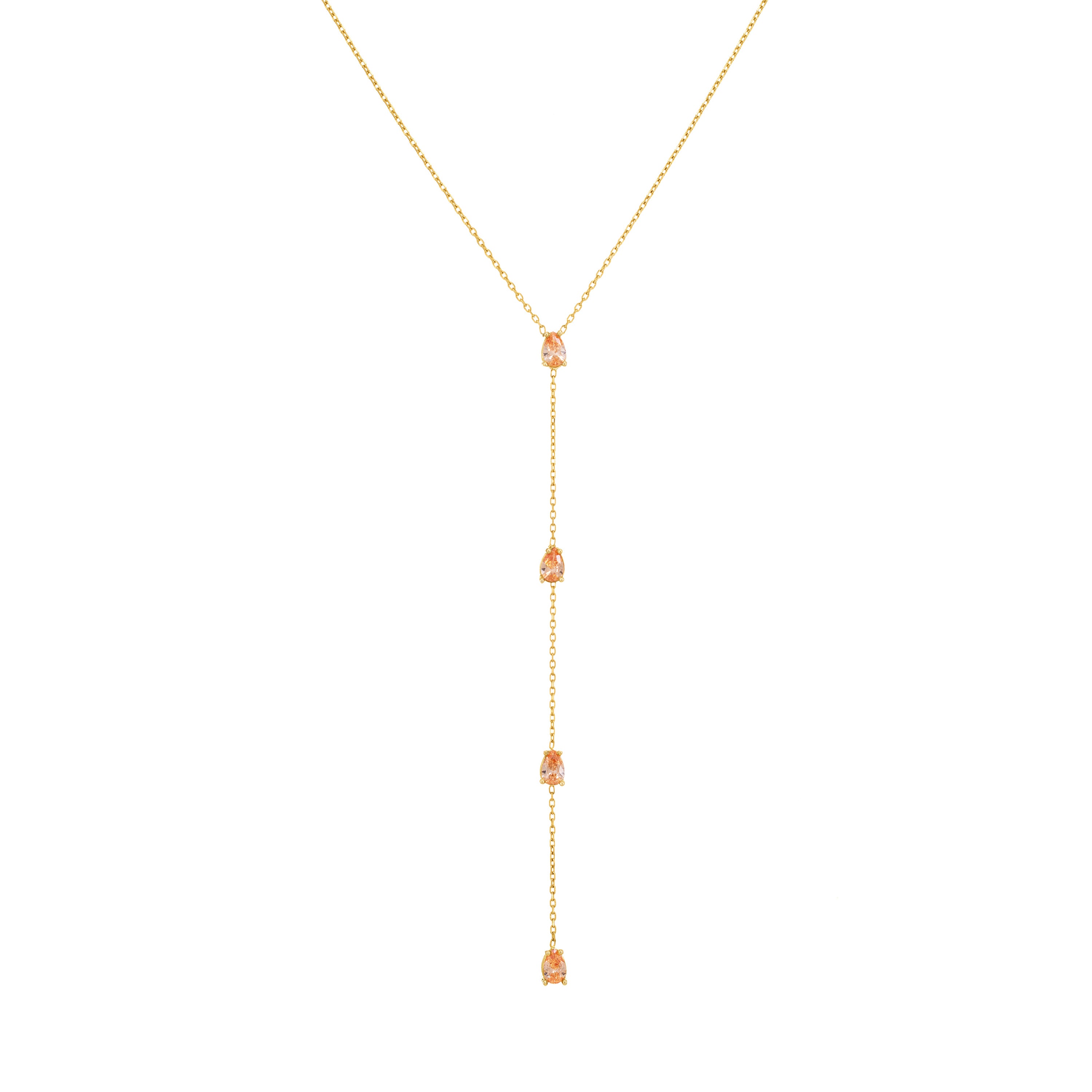 Four Teardrops Lariat Choker - Gold Champagne