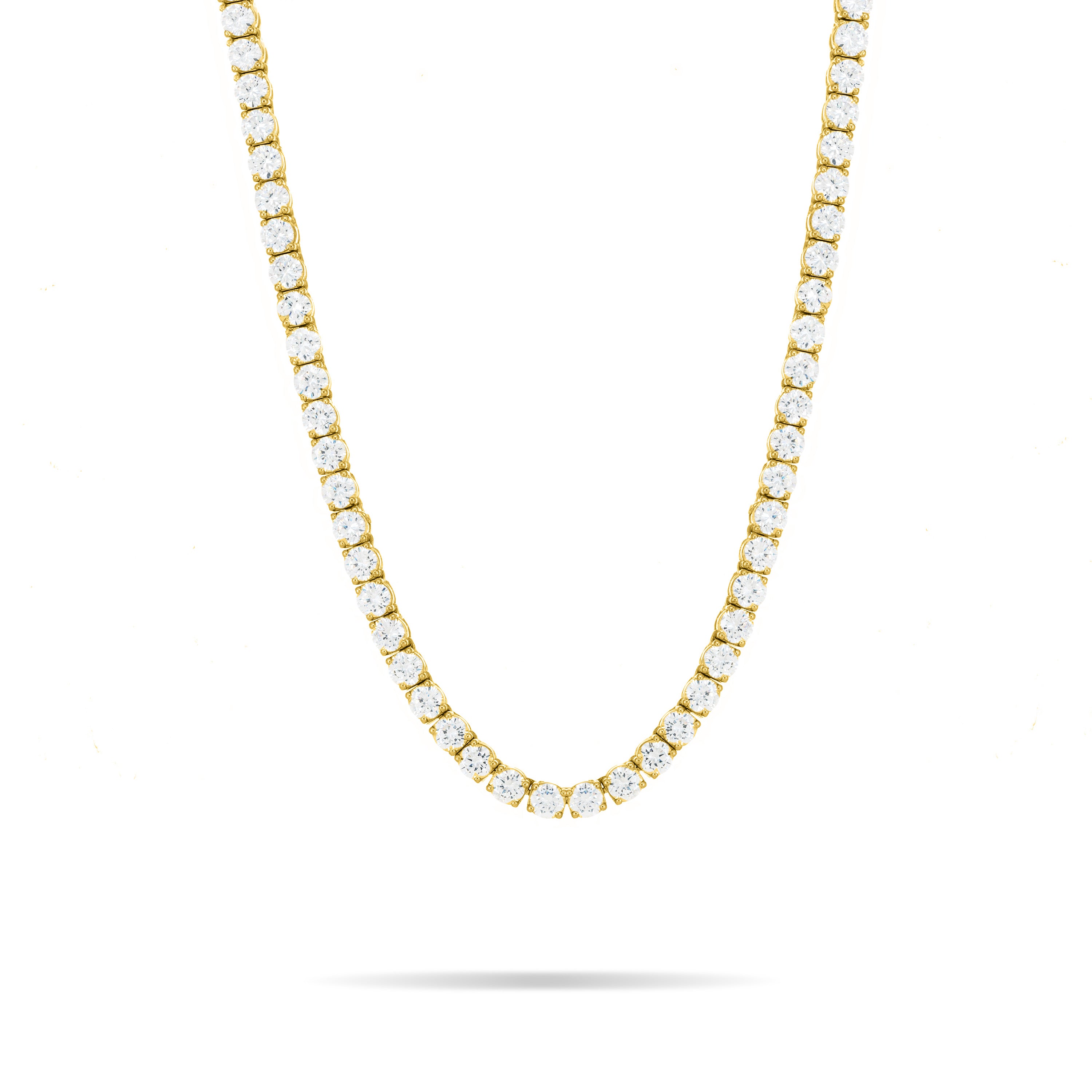 Tennis Necklace With Box Clasp - Gold White - 4.5mm