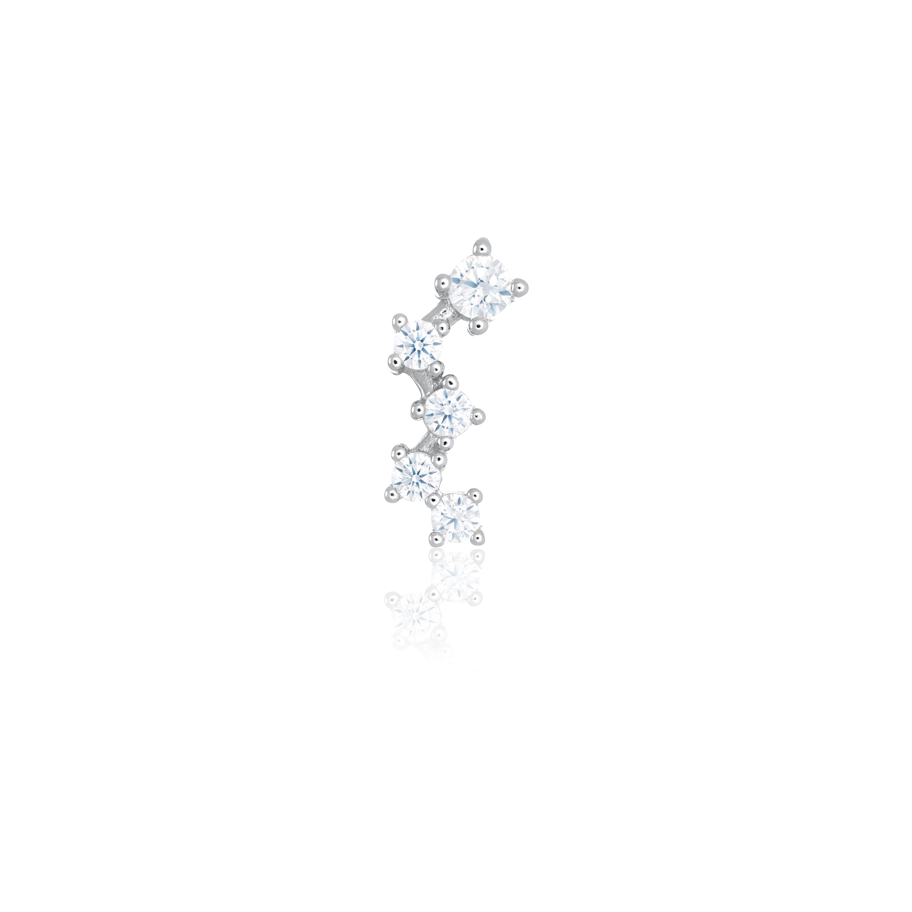 Cascading Four Round Cz Piercing - Silver White