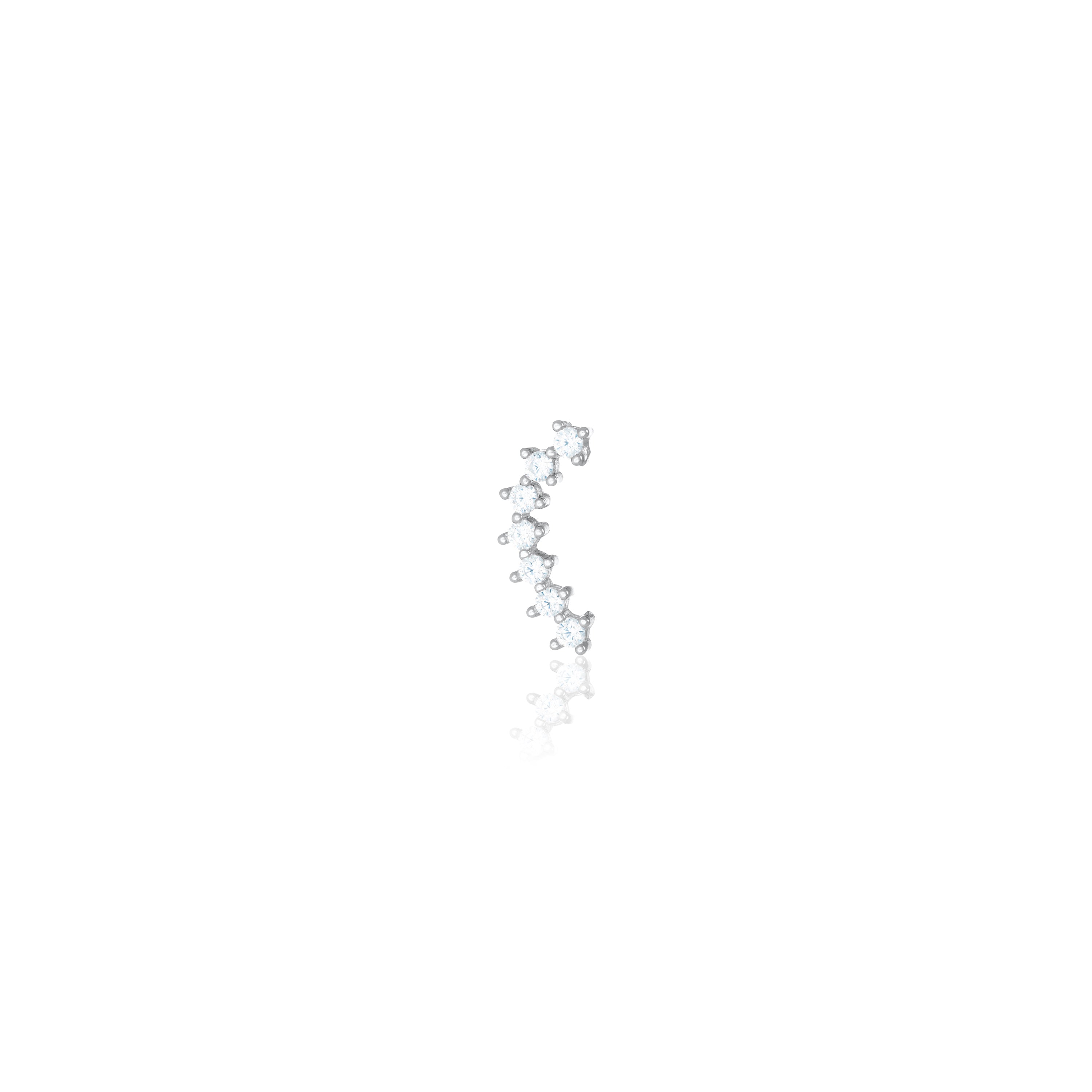 Curved CZ Piercing - Silver White
