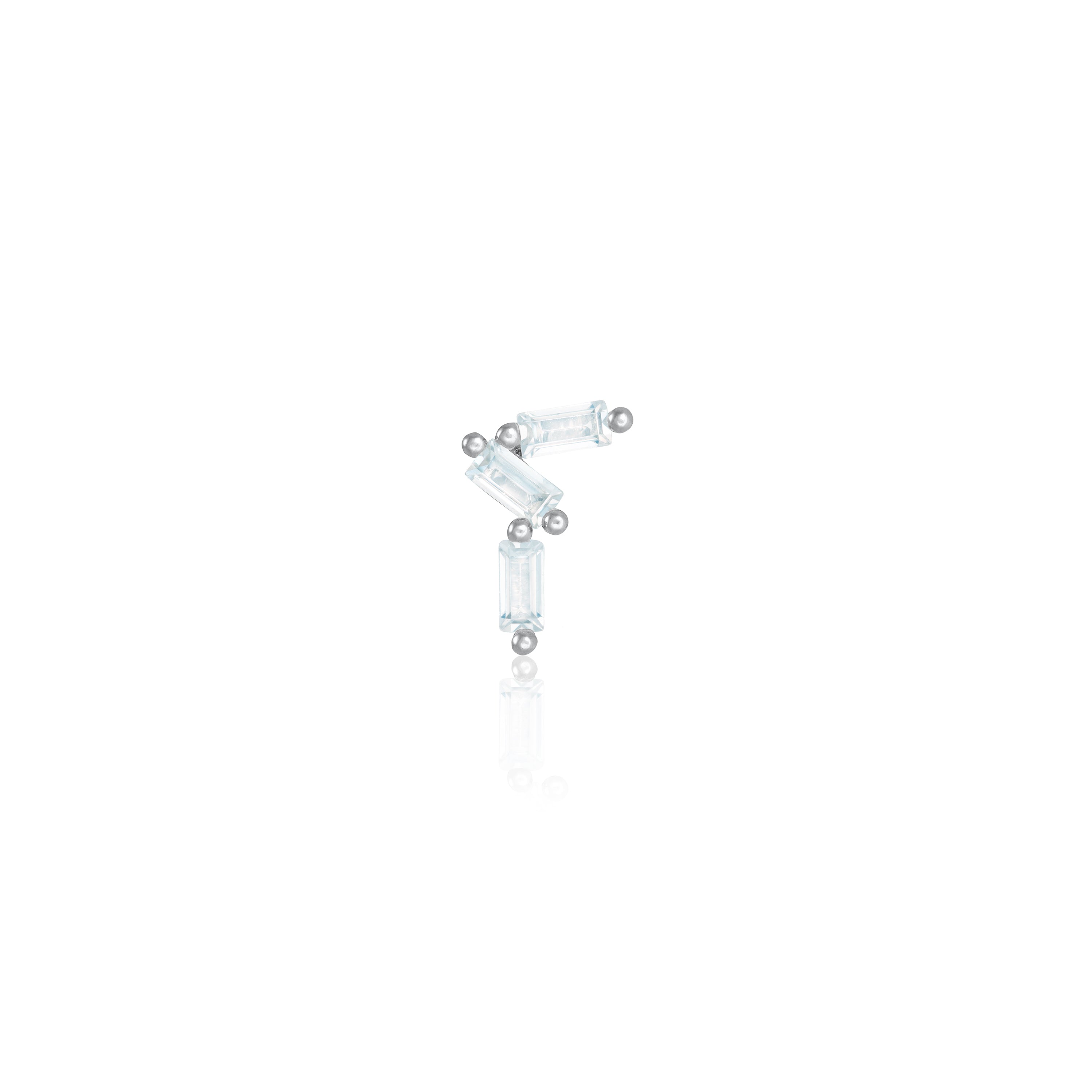 Curved Baguette Piercing - Silver White