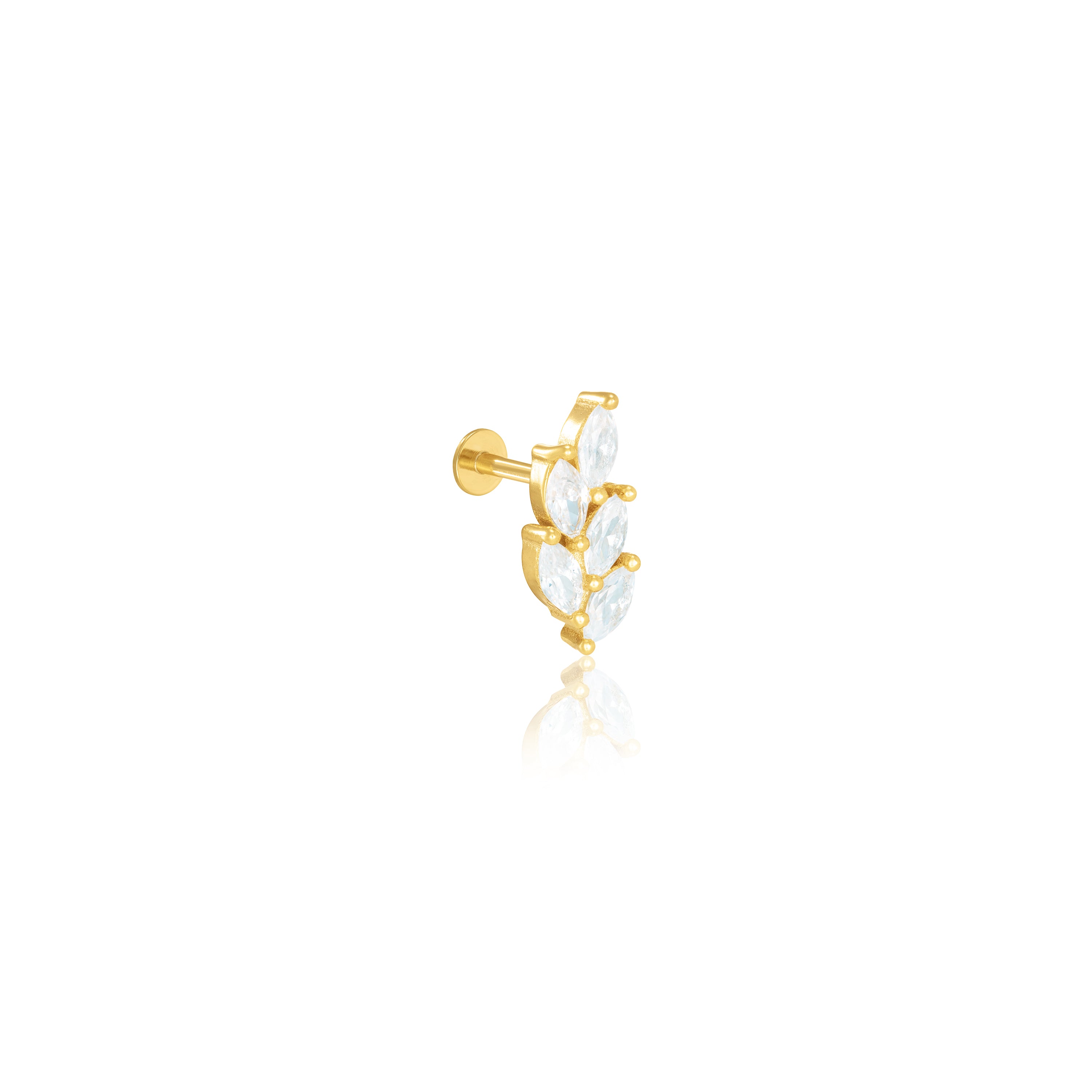 Leaf Marquise Piercing - Gold White
