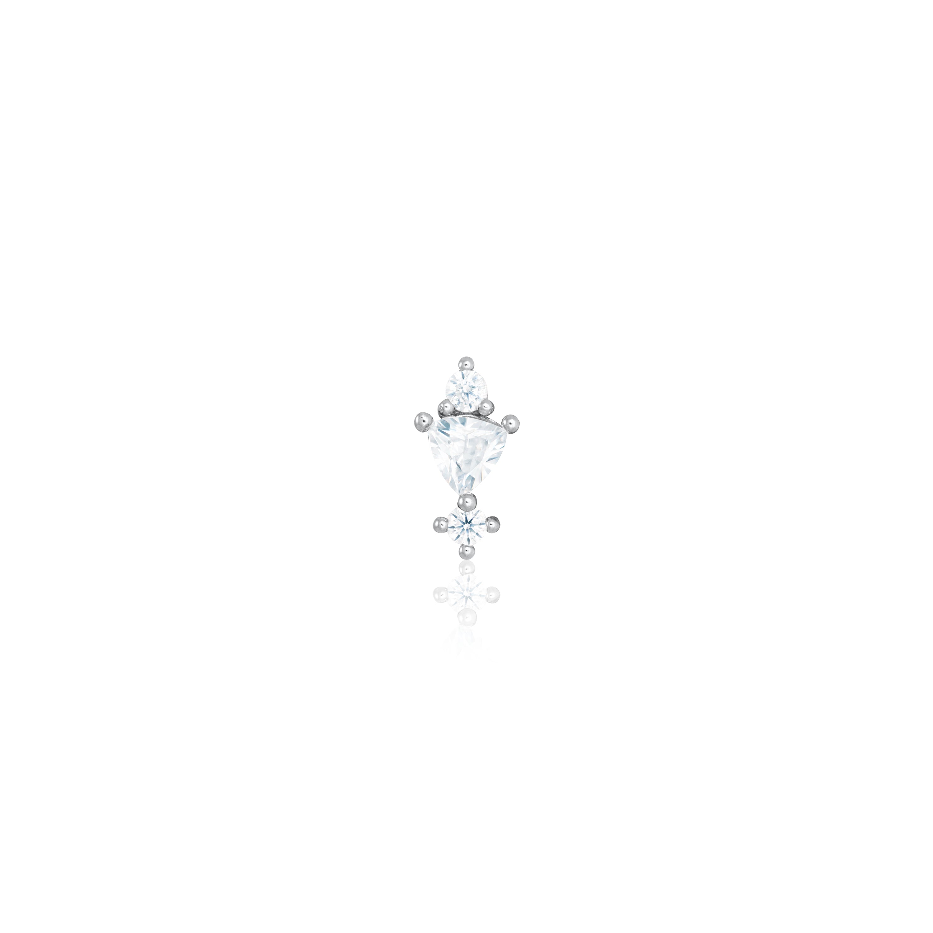 Trilliant And CZ Drop Piercing - Silver White