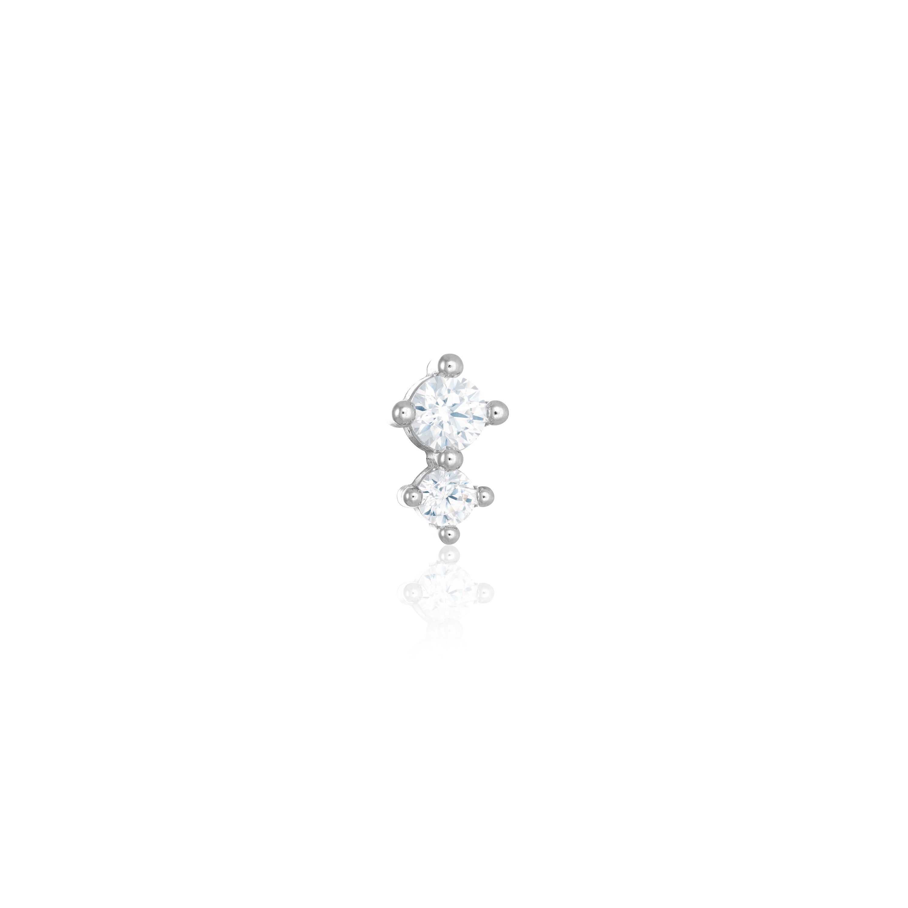 Two Cz Stone Piercings - Silver White