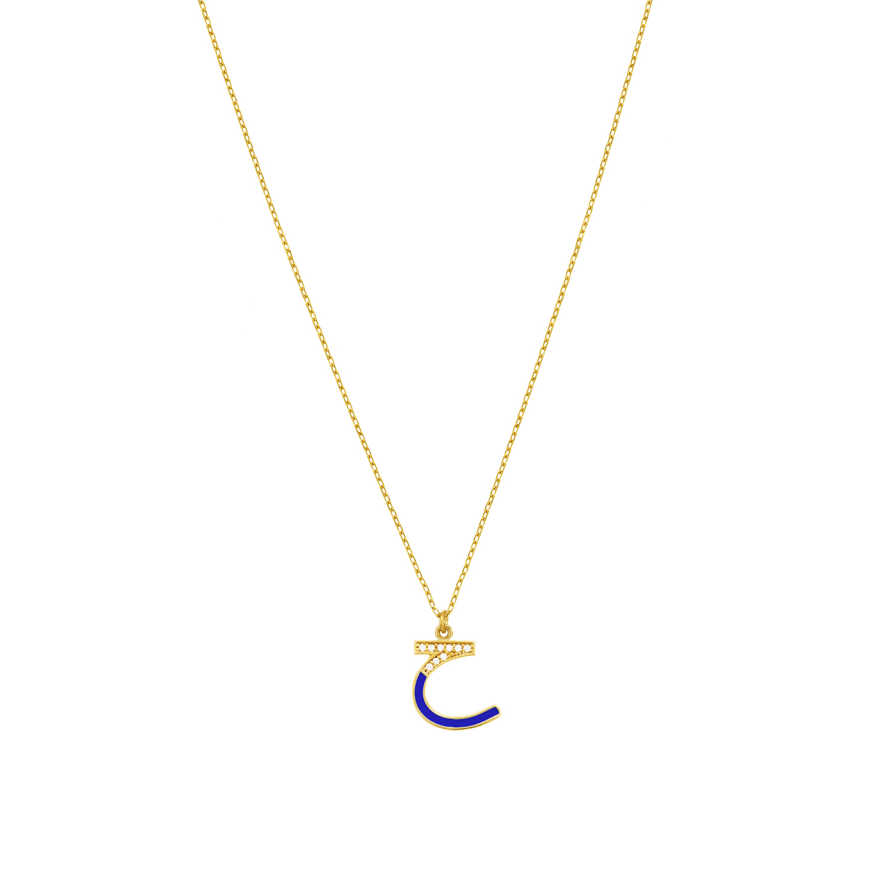 Arabic Cubic Zirconia Enamel Letter Necklace