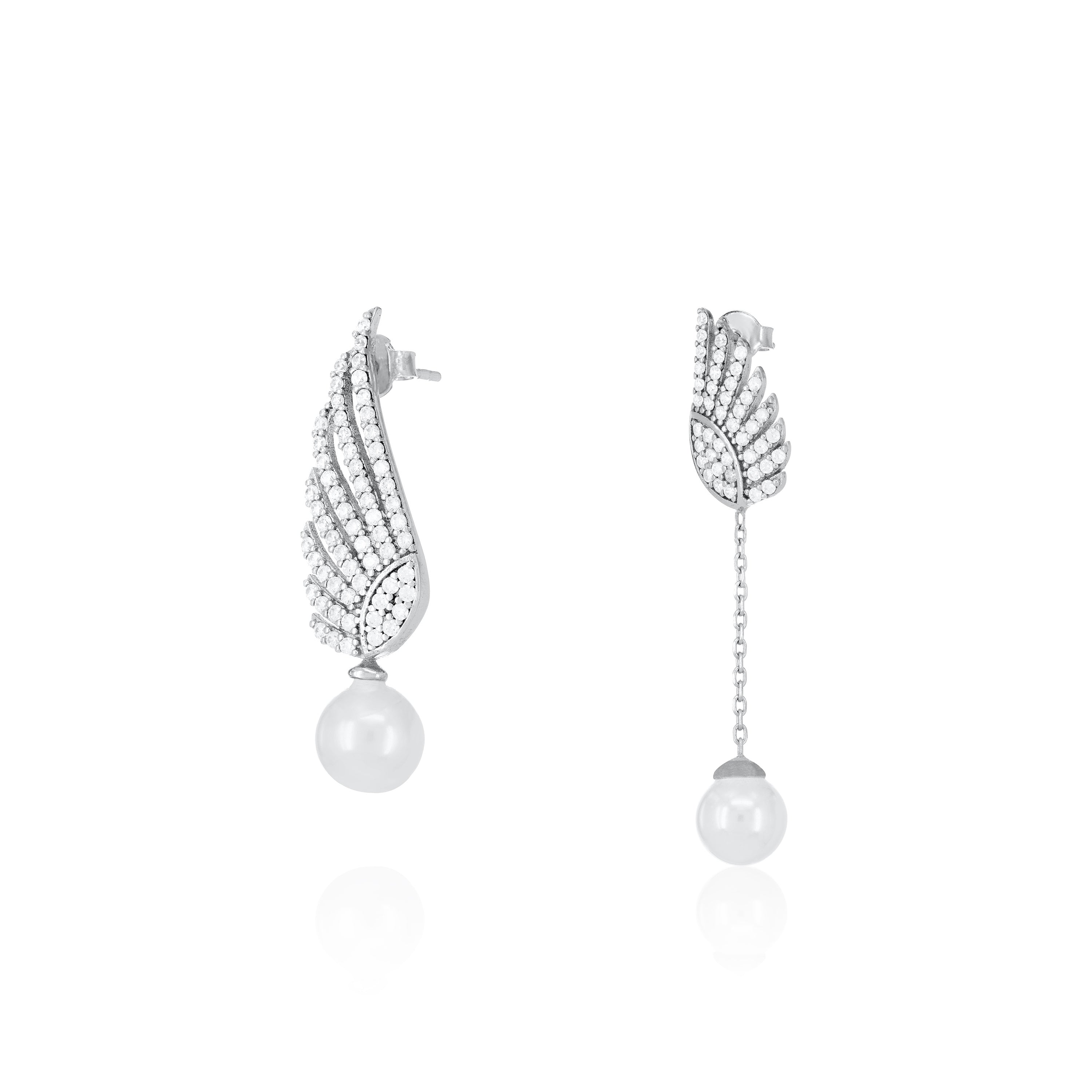 Asymmetry Angel Wing Pearl Earring