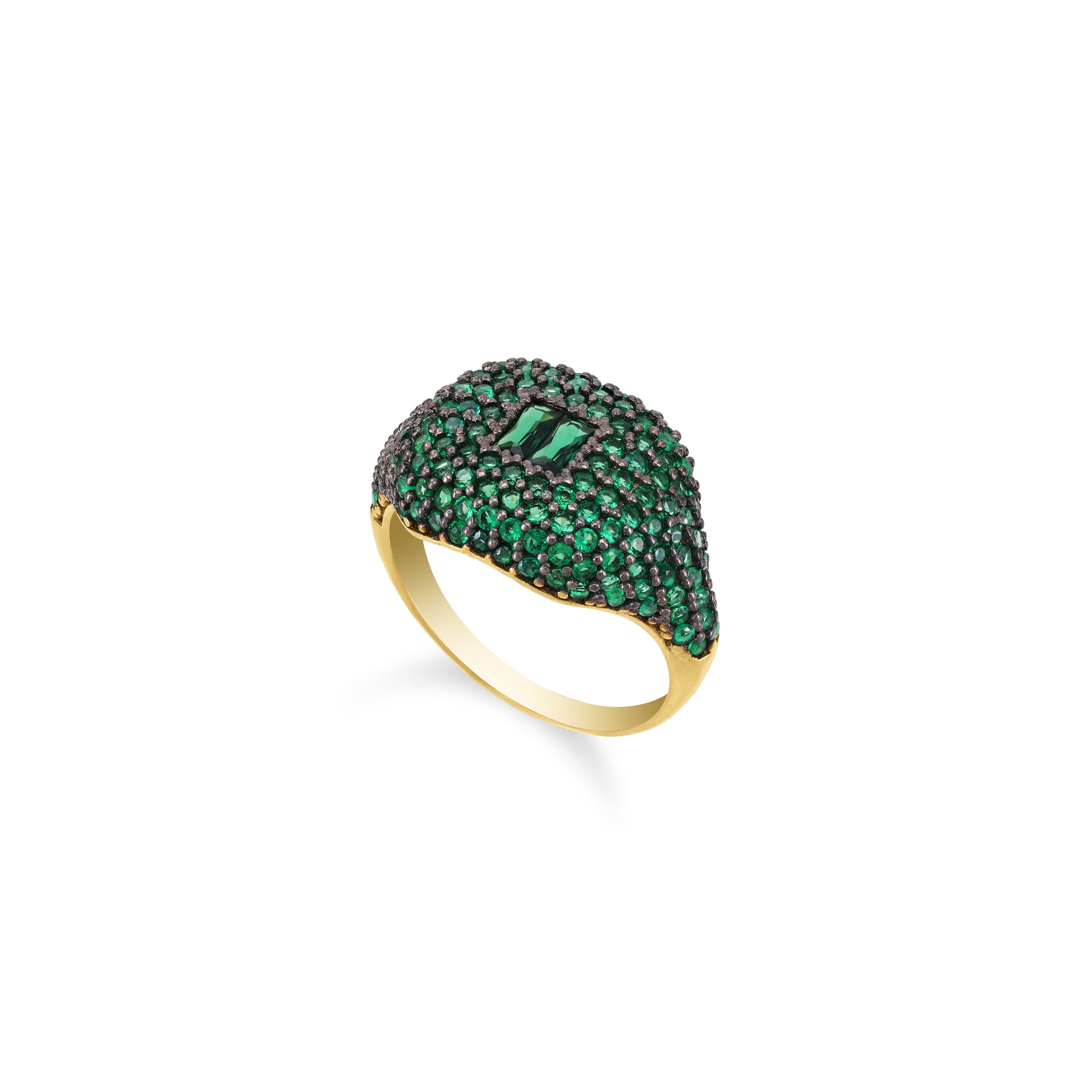 Baguette Centered Cubic Zirconia Dome Ring