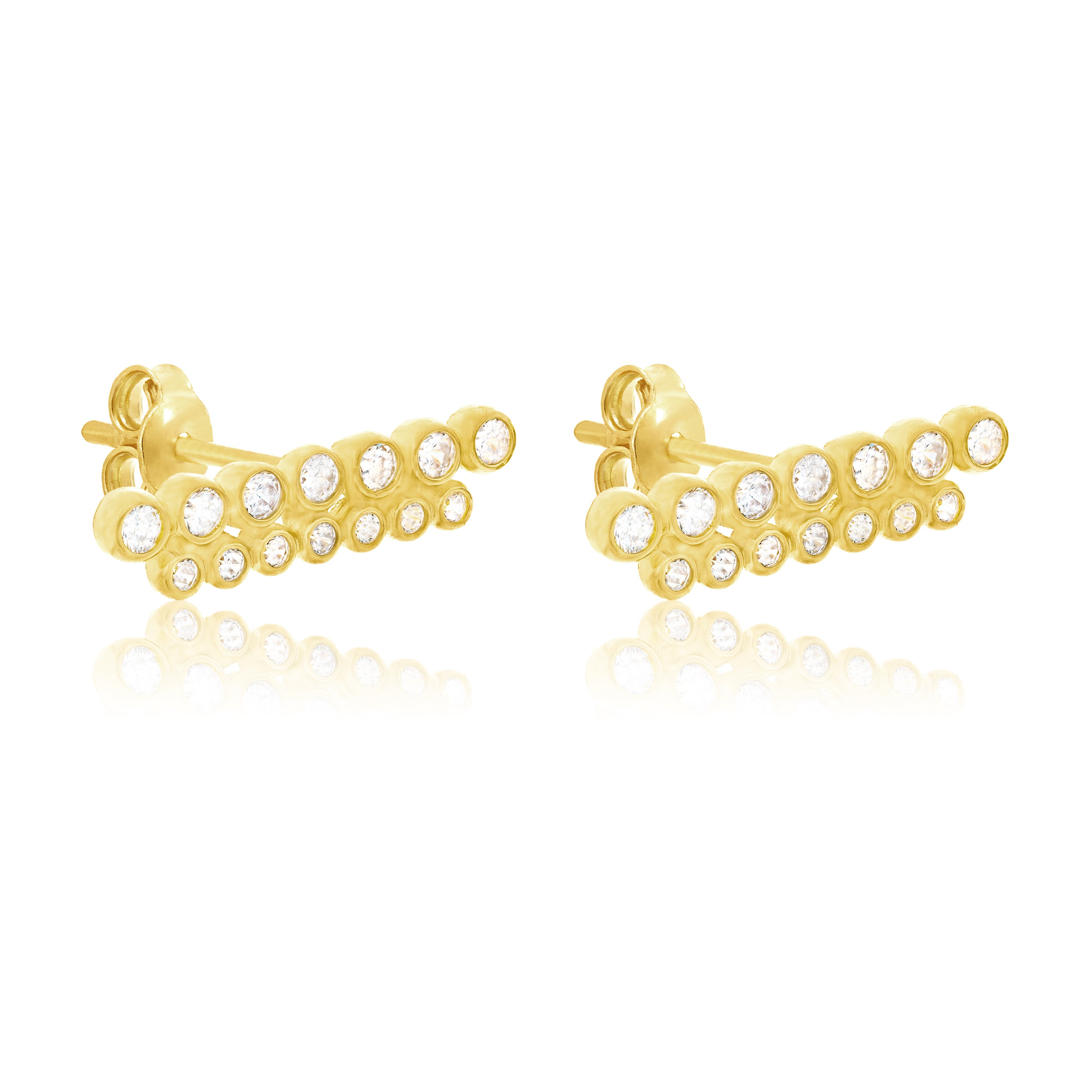 Bezel Straight Bar Threaded Stud Earring