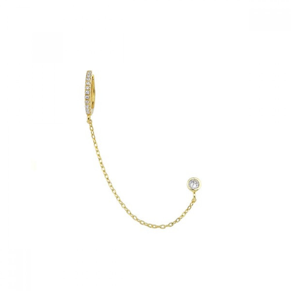 Bezel Stud And Chain Hoop Earring