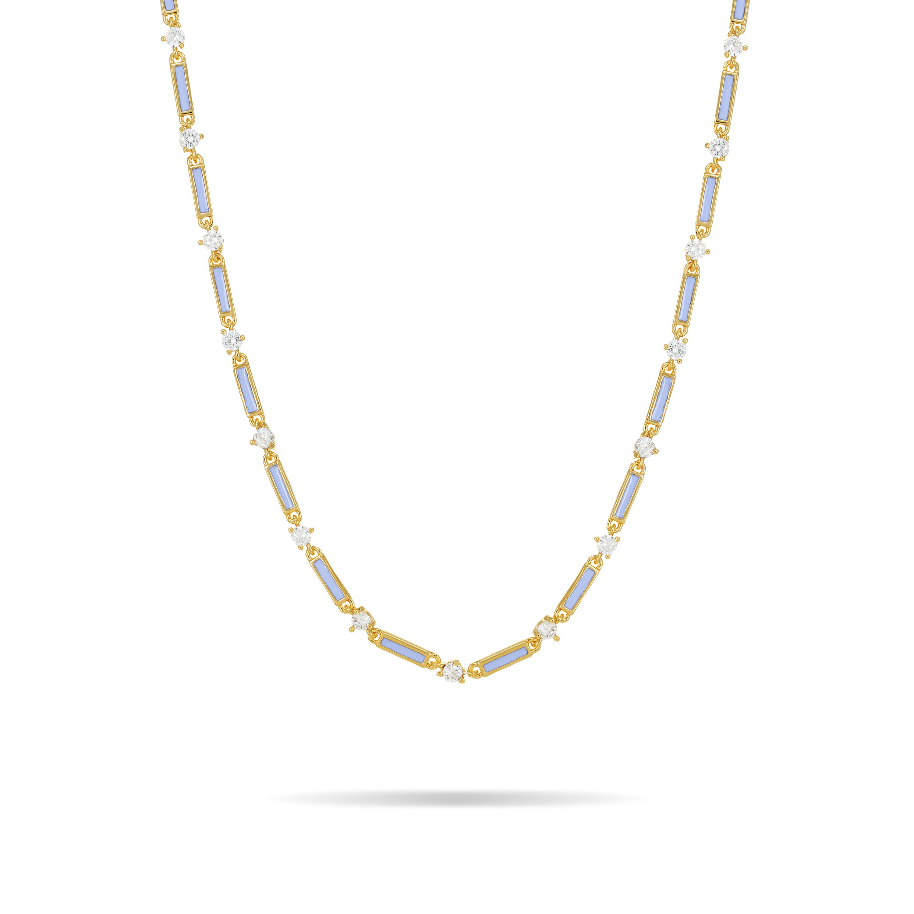 Connected Enamel Lines Choker - Gold Light Purple