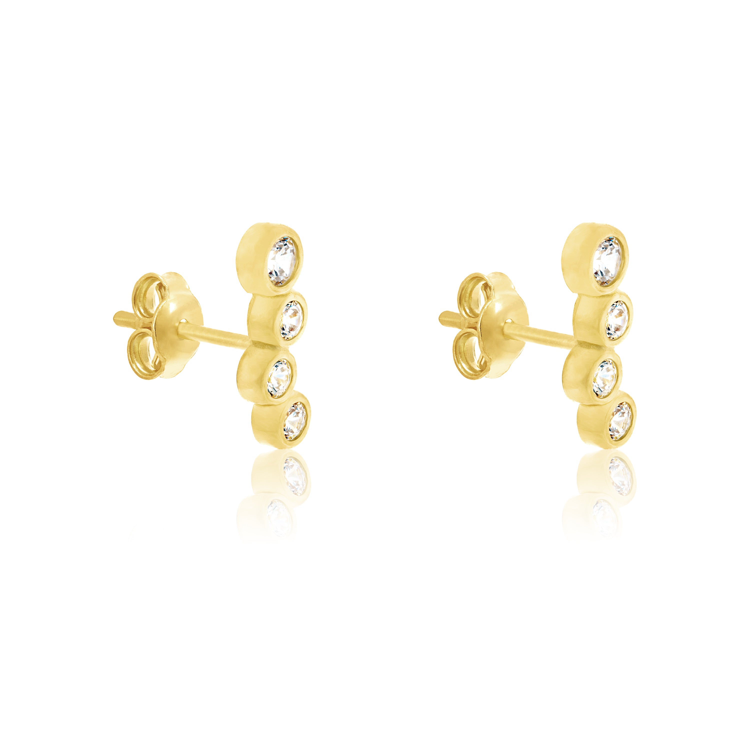 Cubic Zirconia Bubbles Drop Stud Earrings - Gold White