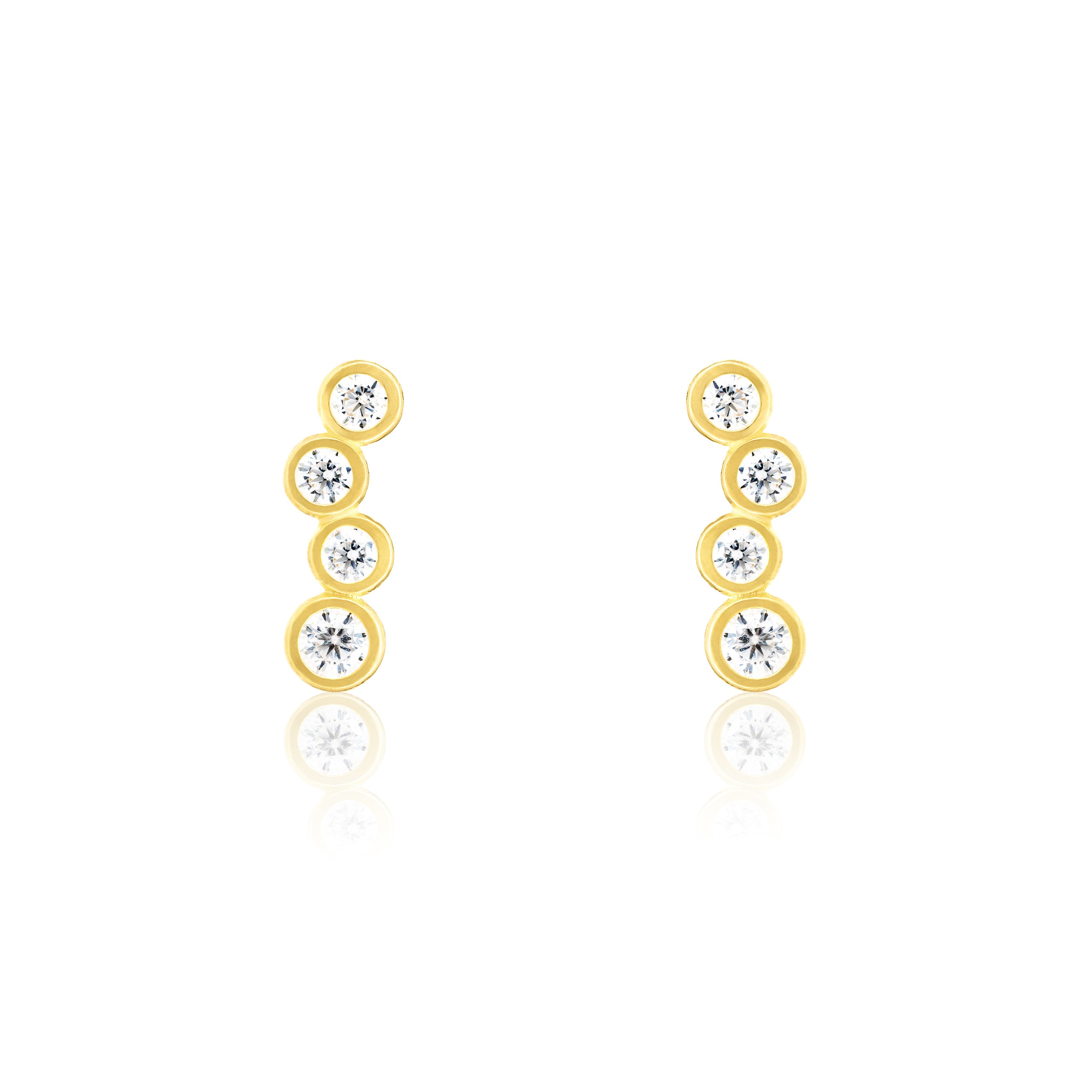 Cubic Zirconia Bubbles Drop Stud Earrings - Gold White