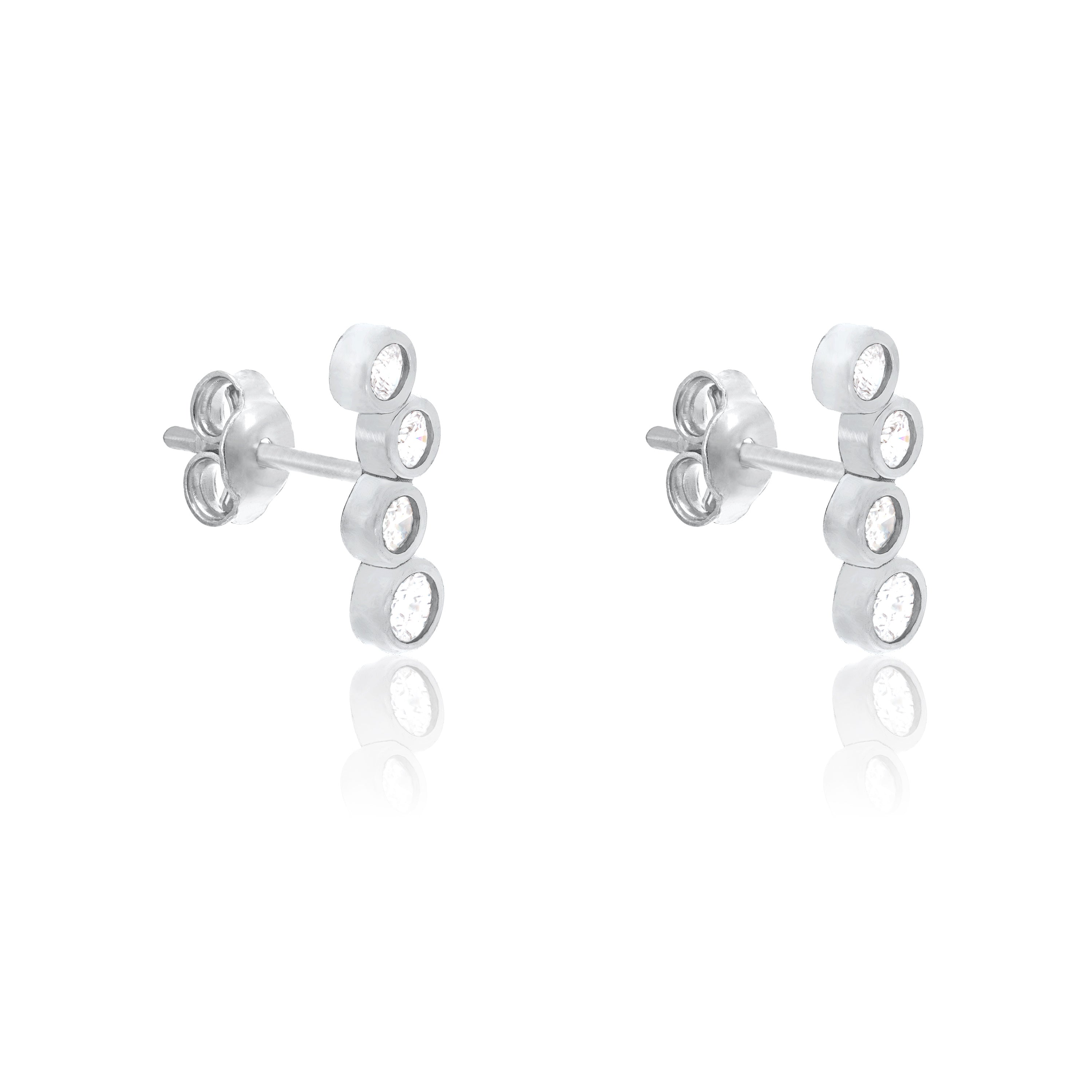 Cubic Zirconia Bubbles Drop Stud Earrings - Silver White