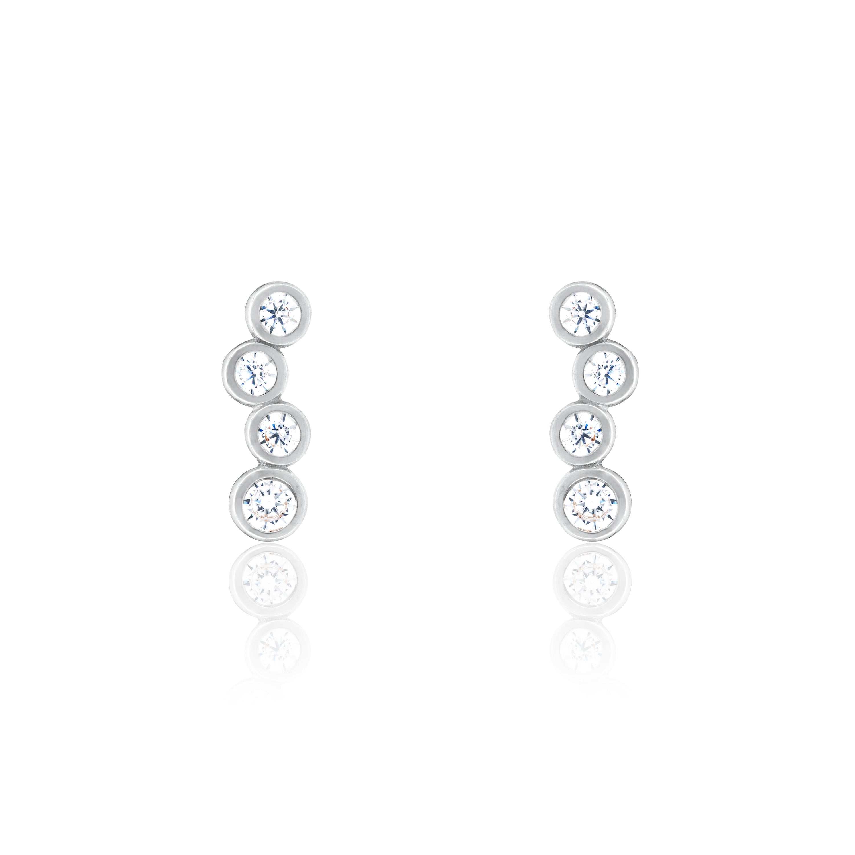 Cubic Zirconia Bubbles Drop Stud Earrings - Silver White