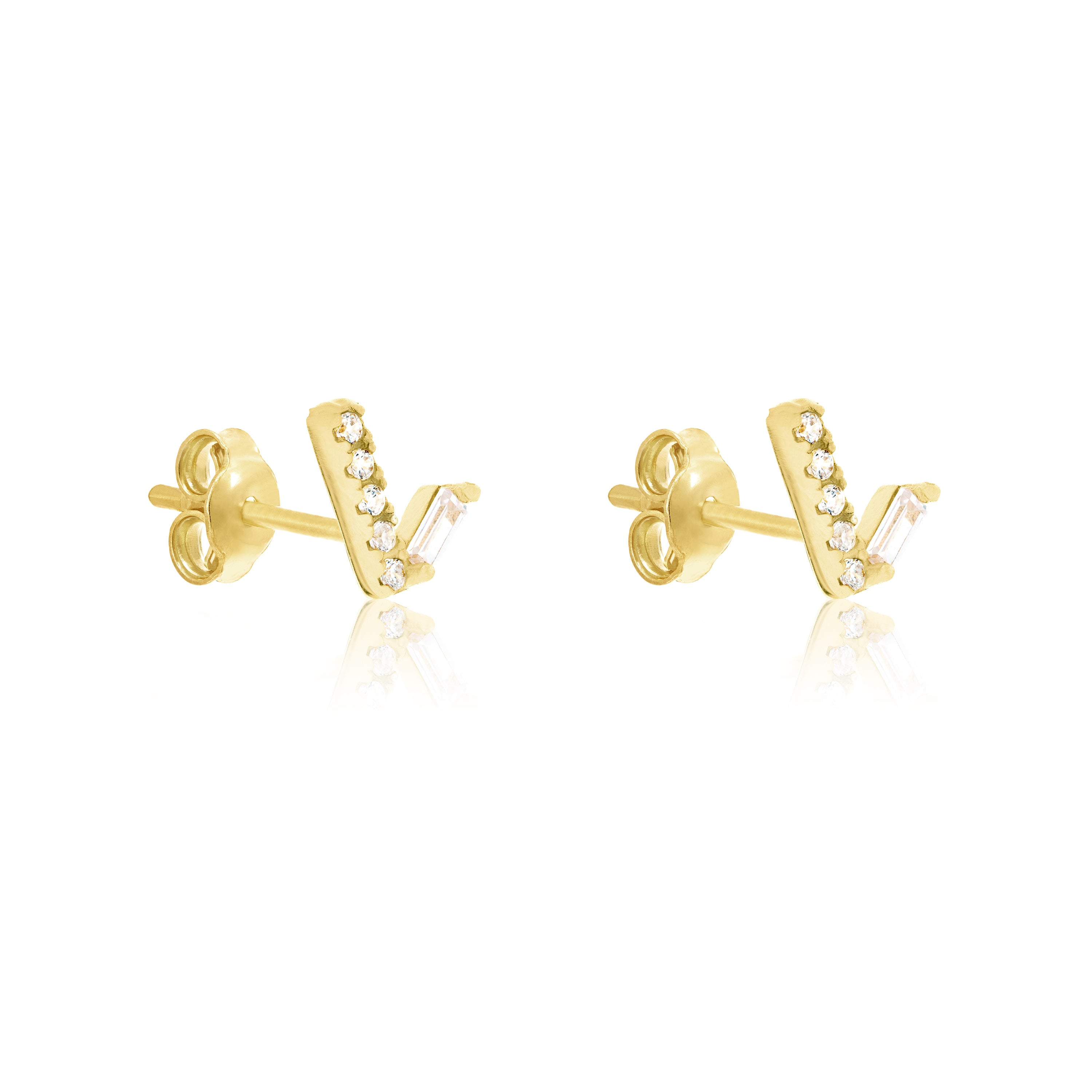 Cubic Zirconia Check Stud Earring