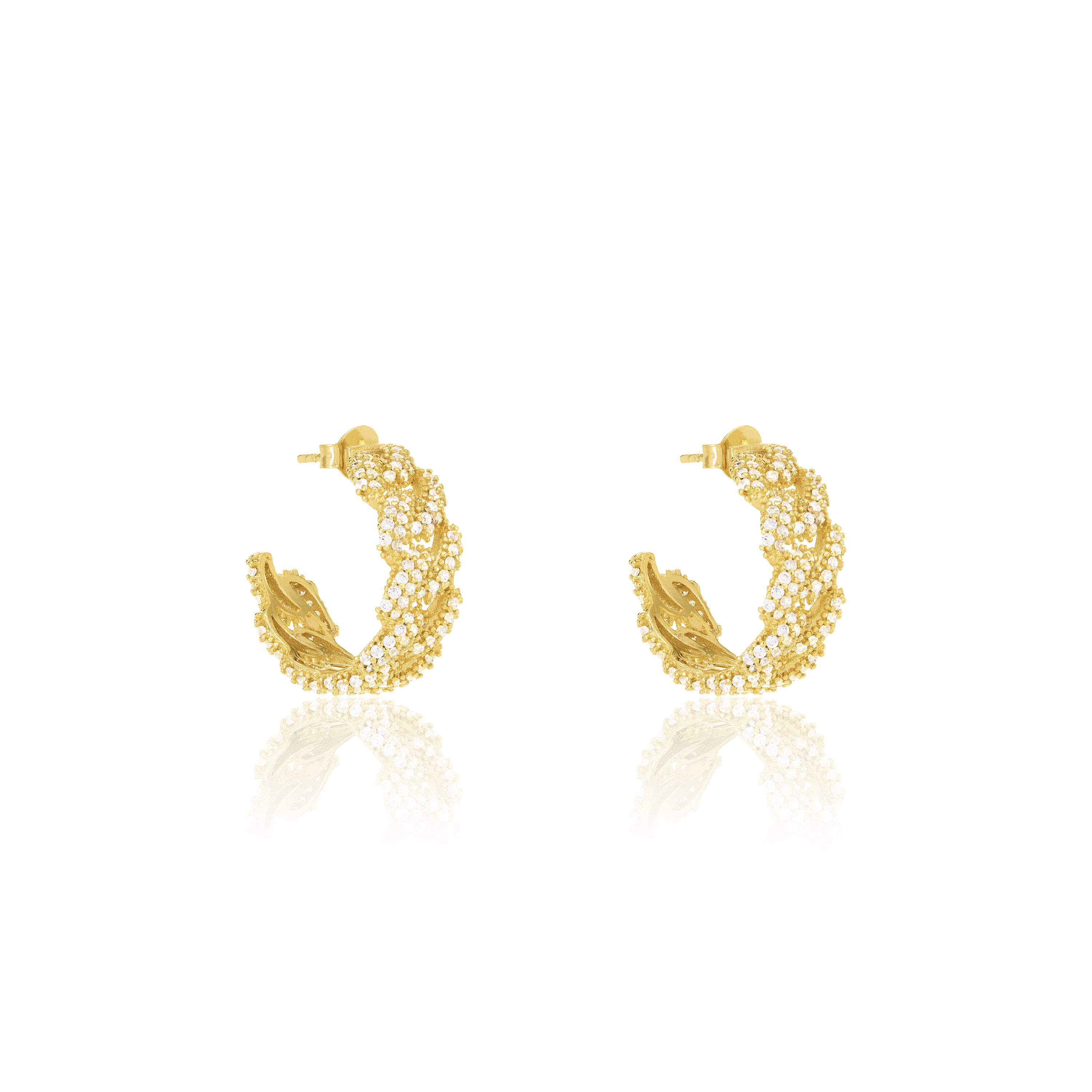 Cubic Zirconia Cuban Chain Open Hoop Earring