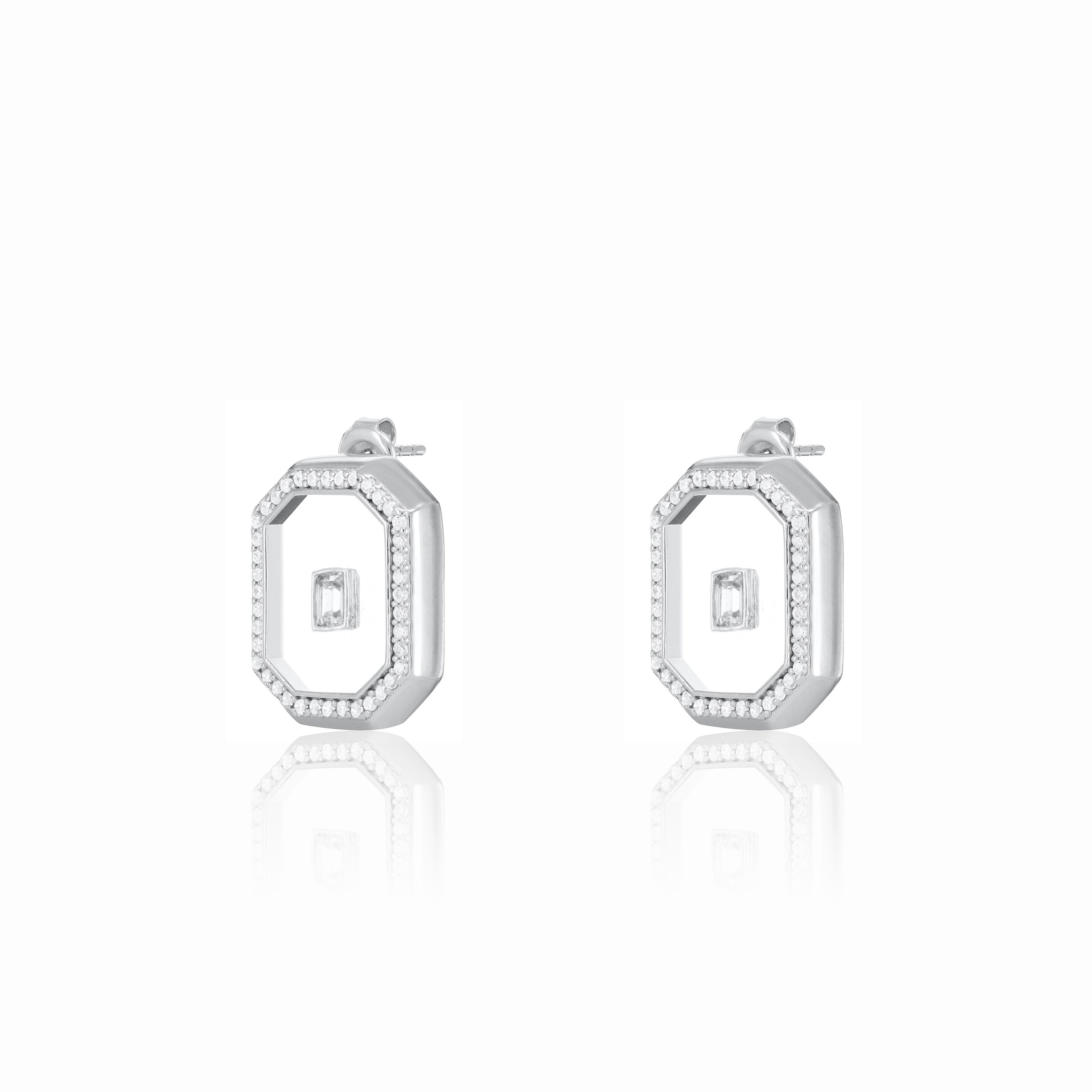 Cubic Zirconia Dot Square Plexiglass Earring