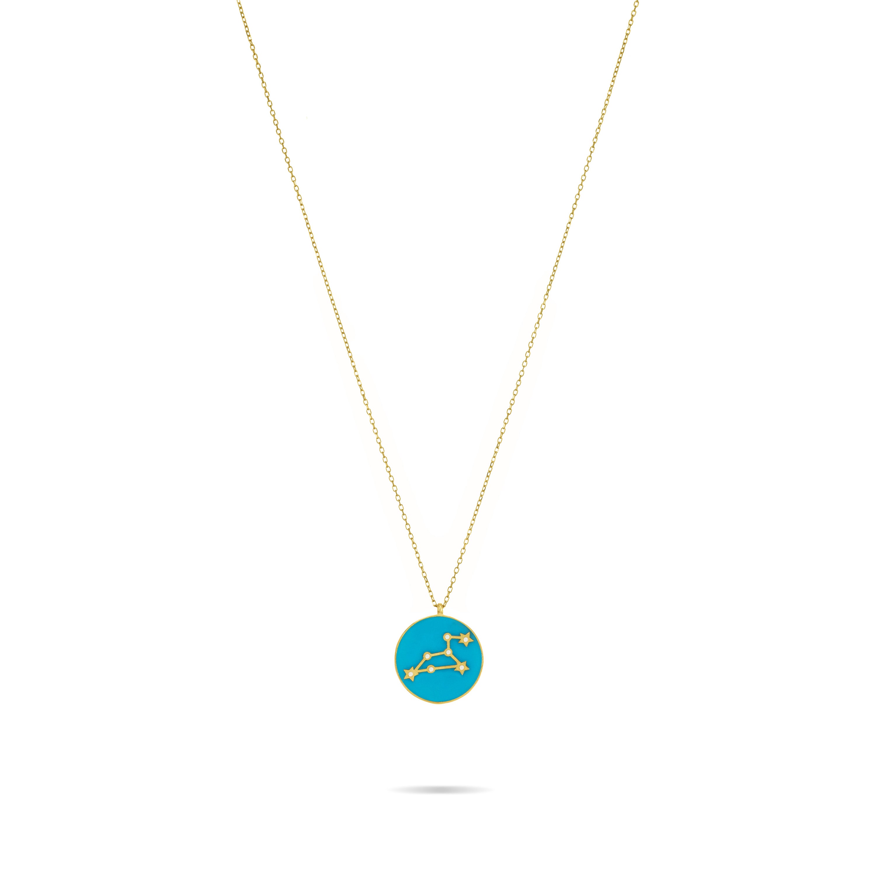 Cubic Zirconia Enamel Circle Constellation Necklace